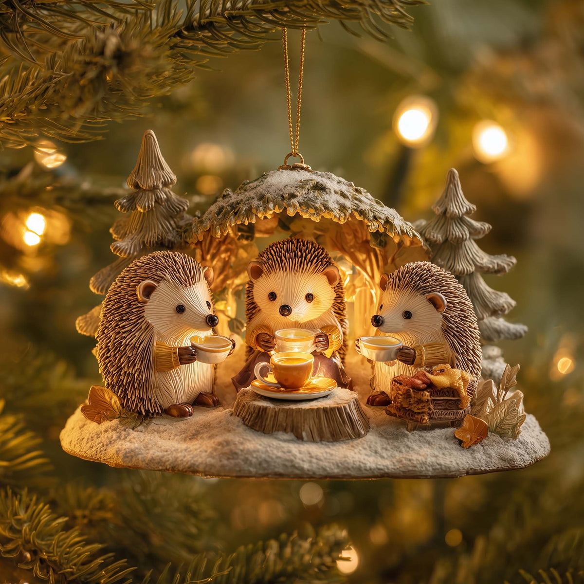 Hedgehog Hearth Glow Christmas Ornament