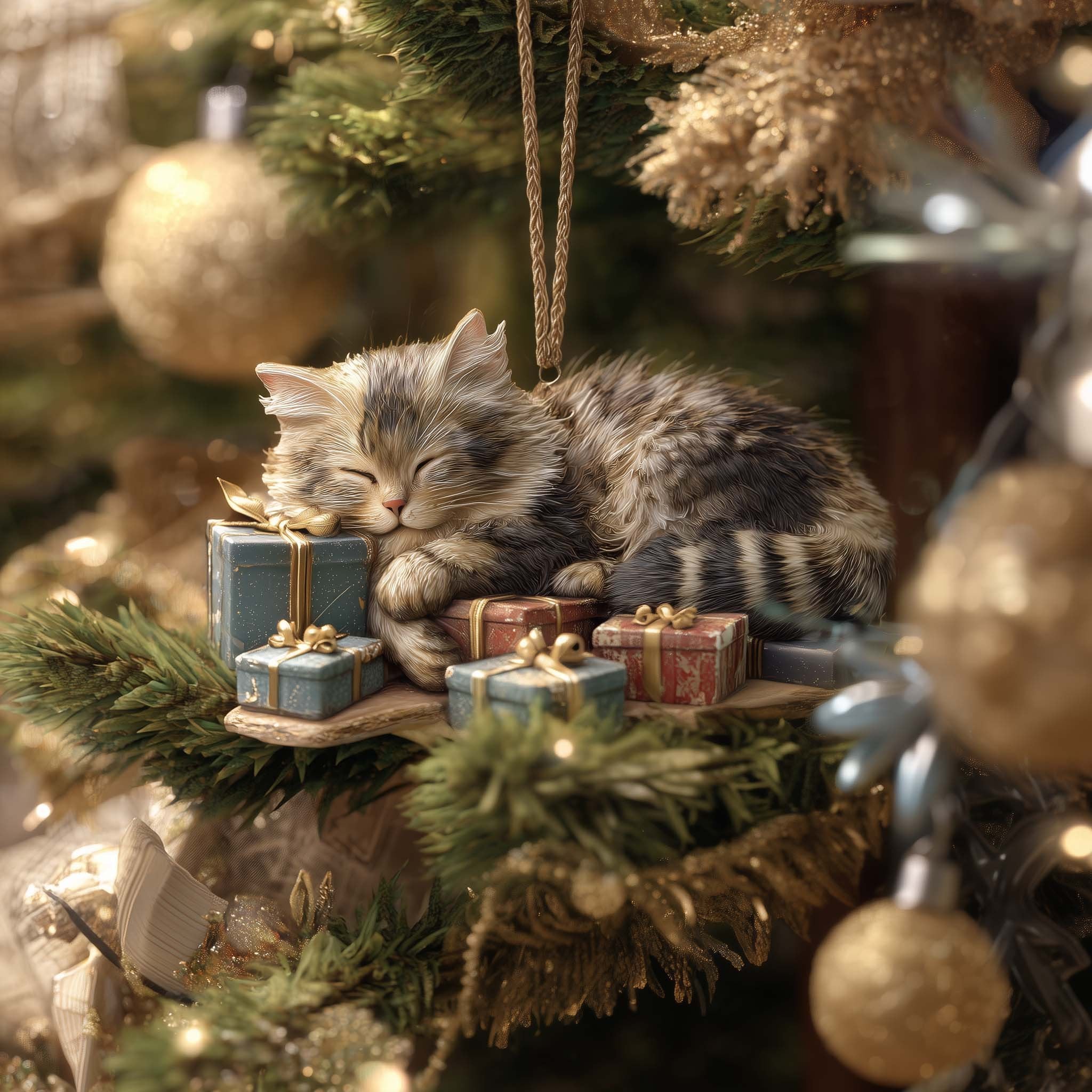 Cozy Cat Nap Christmas Ornament