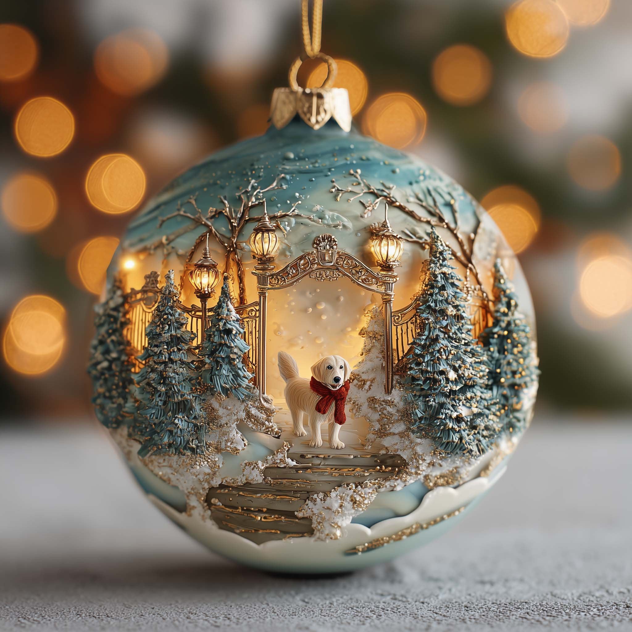 Golden Retriever at the Lantern Gate Christmas Ornament