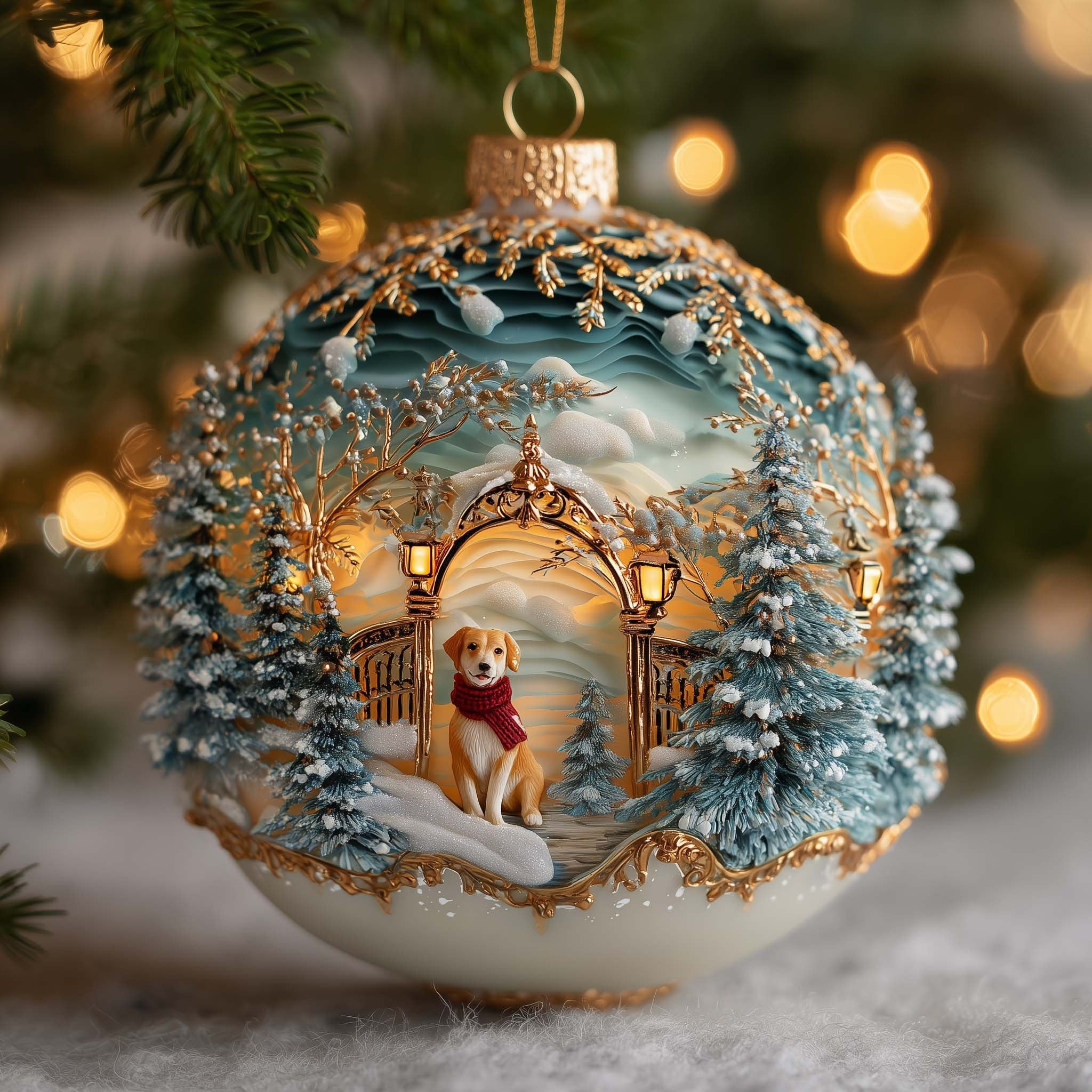 Golden Retriever at the Garden Arch Christmas Ornament