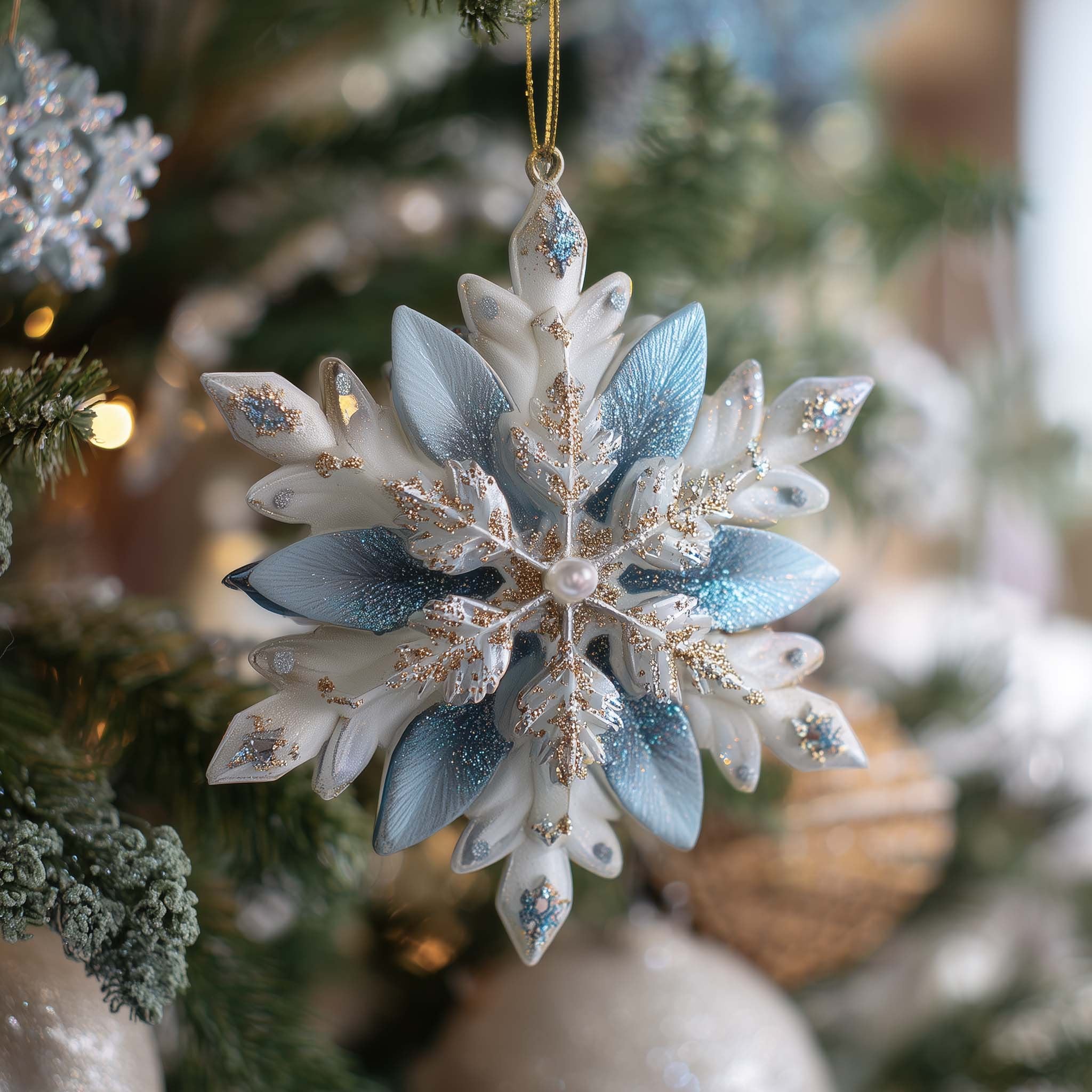 Crystal Snowflake Bloom Christmas Ornament
