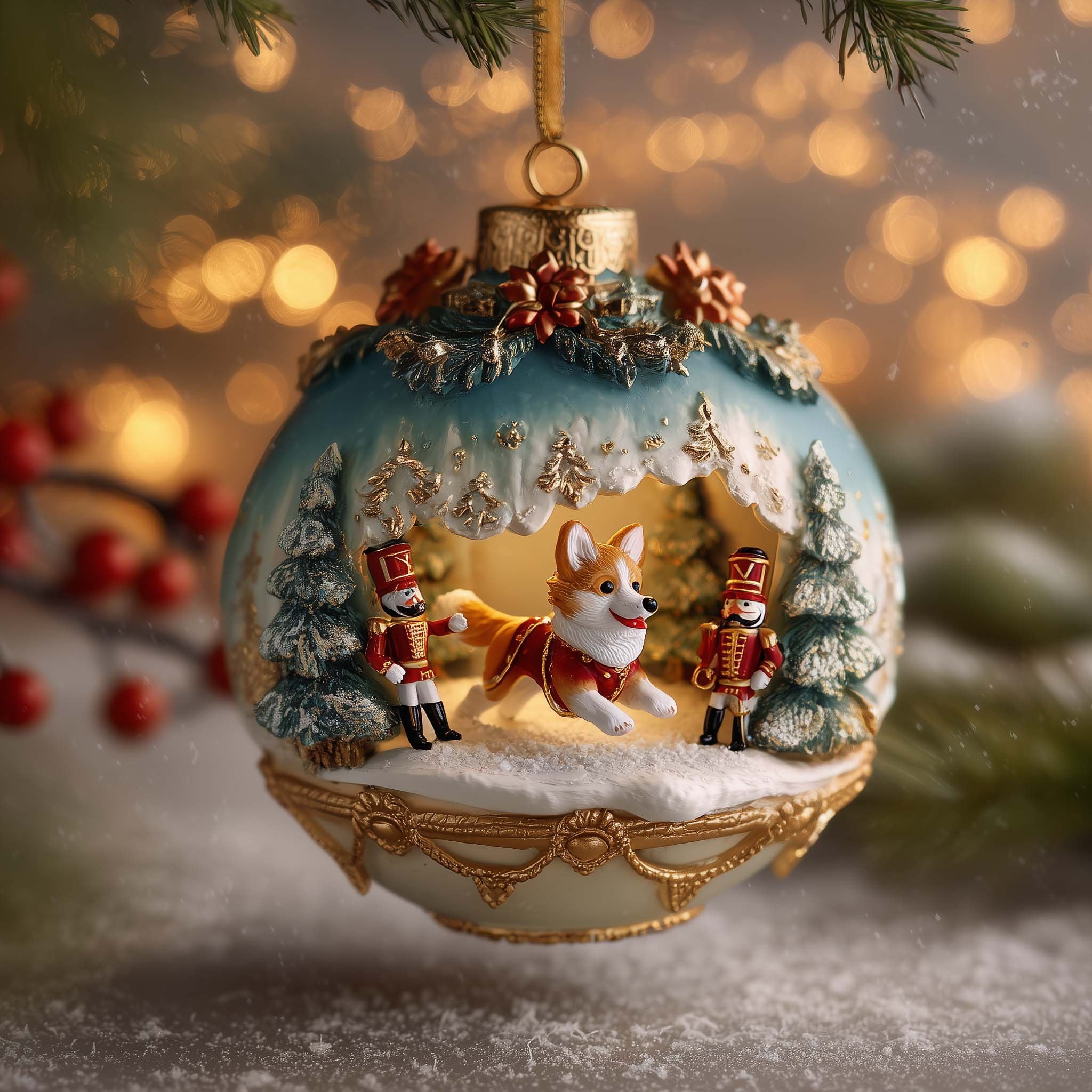 Nutcracker Corgi Christmas Ornament