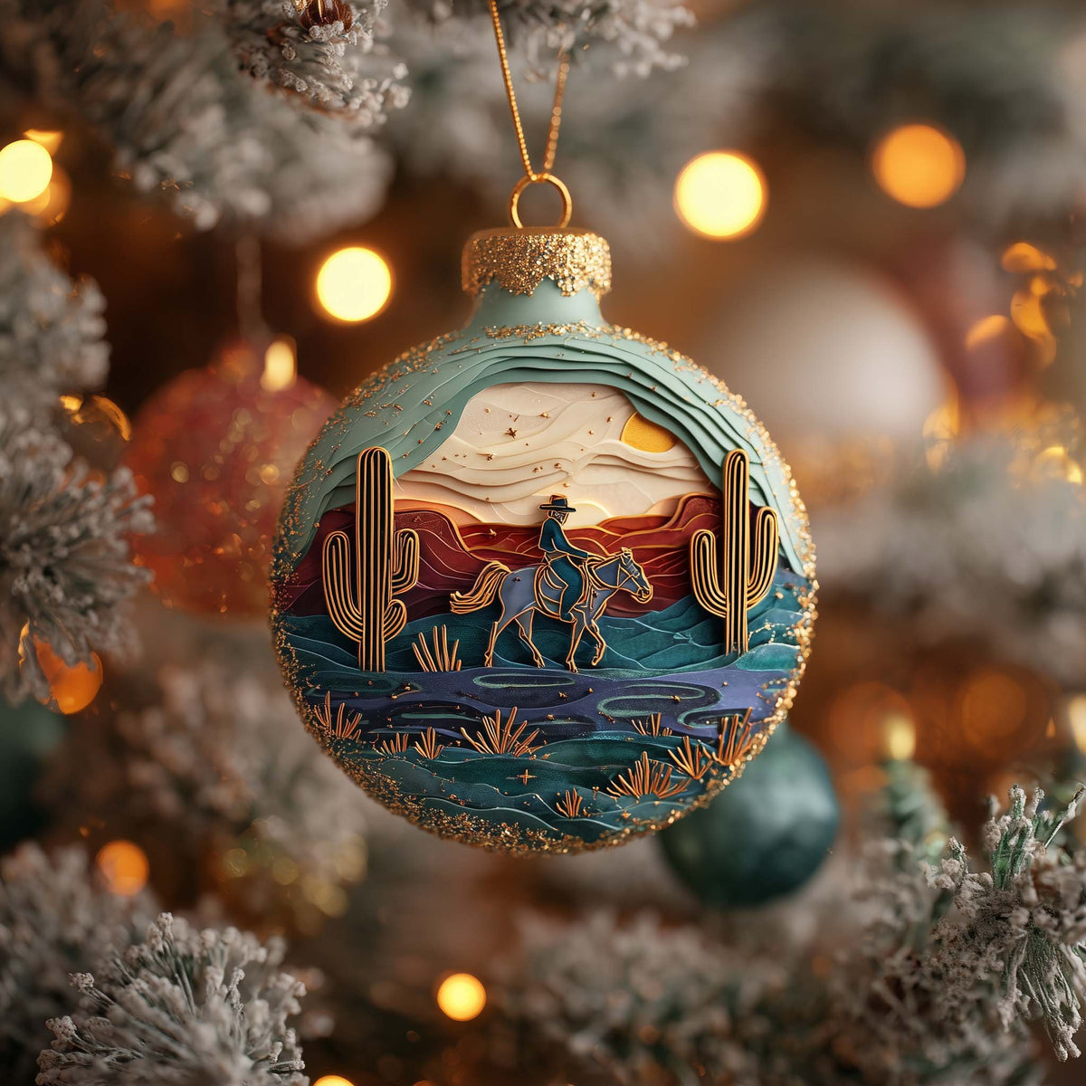 Western Cowboy Christmas Ornament