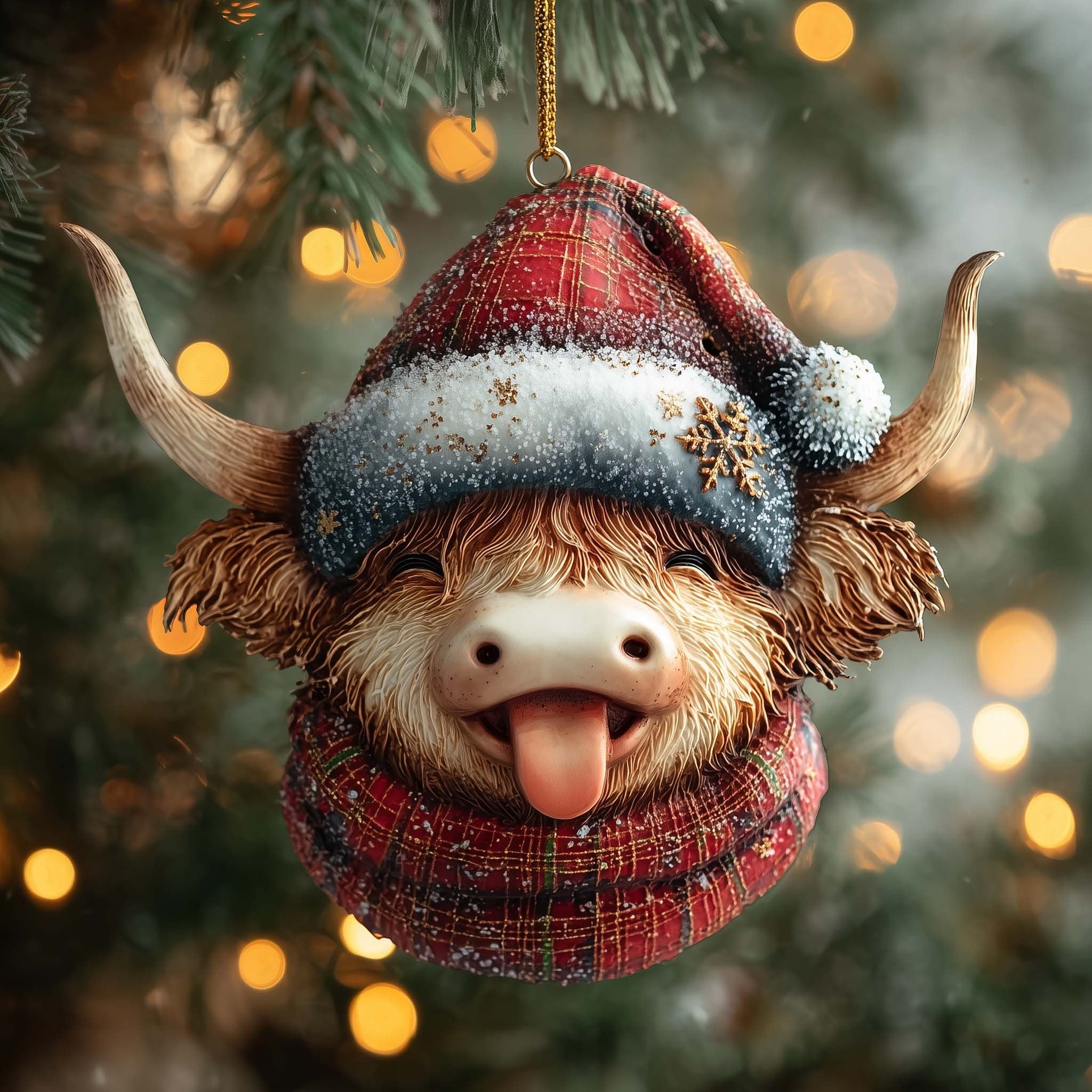 Highland Smiling Christmas Ornament