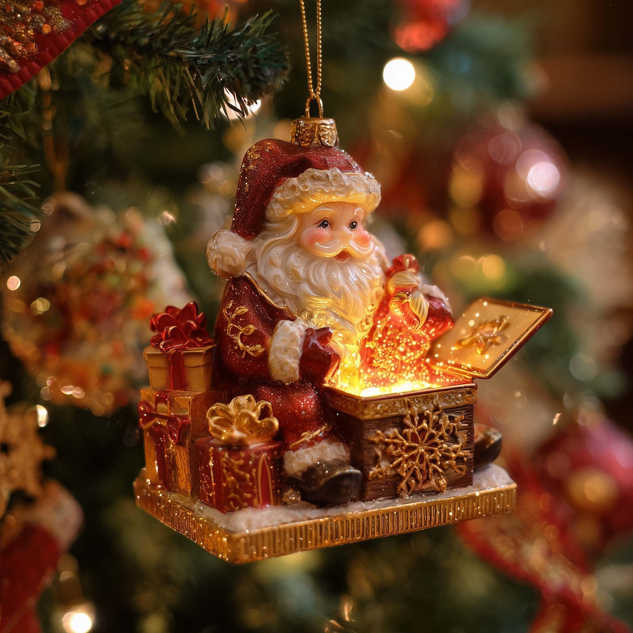 Santa Treasure Chest Christmas Ornament