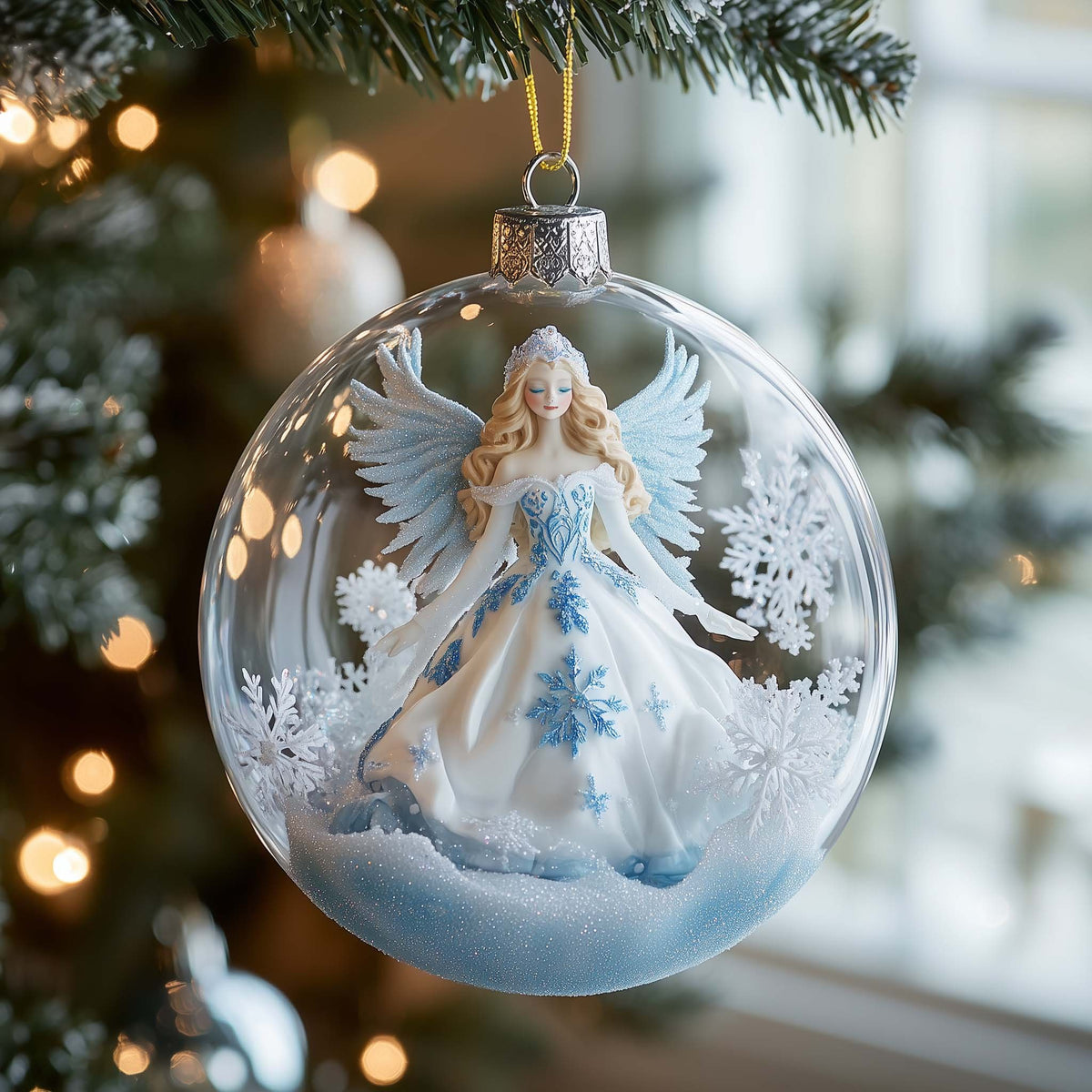 Snow Queen Angel Globe Christmas Ornament