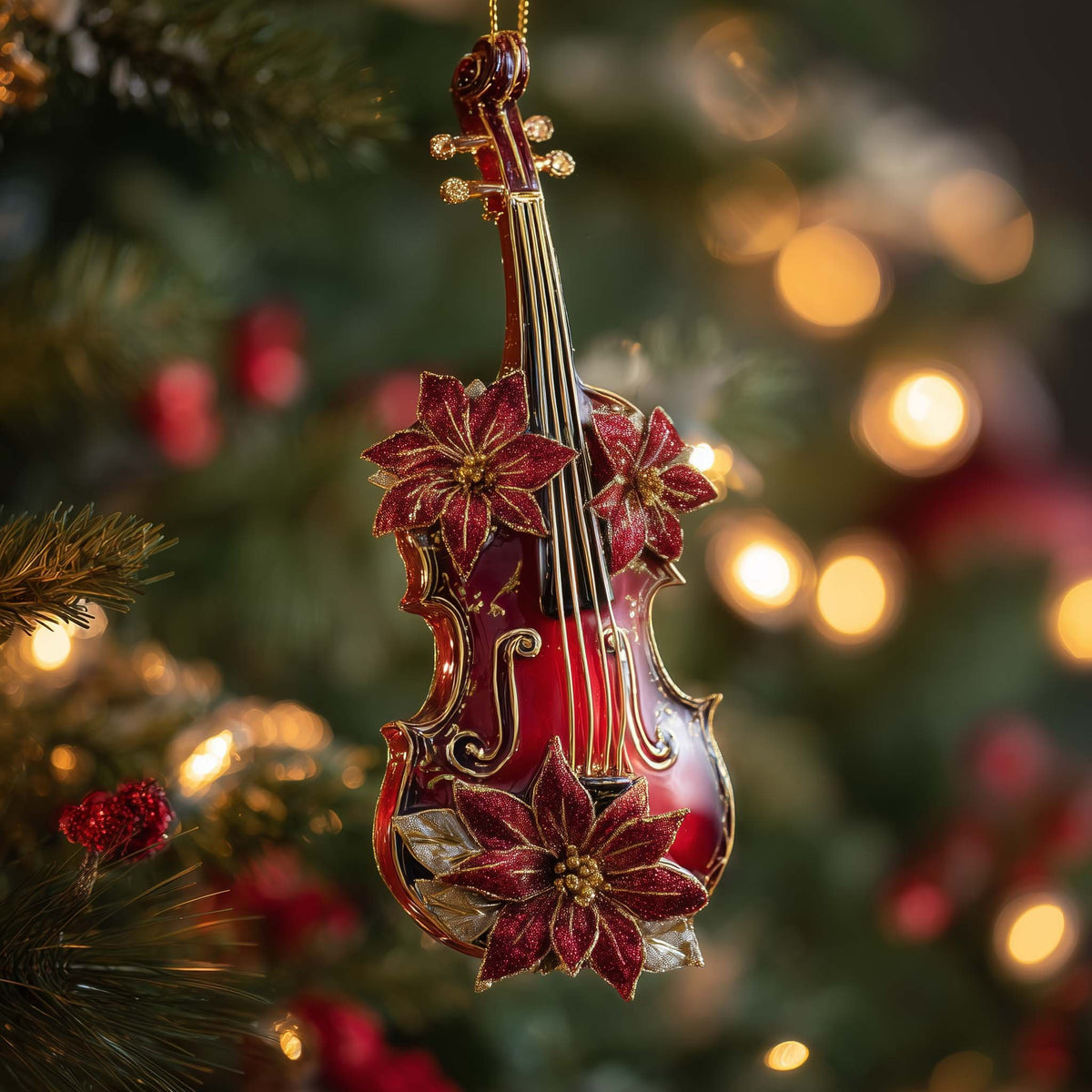 Poinsettia Charm Christmas Ornament