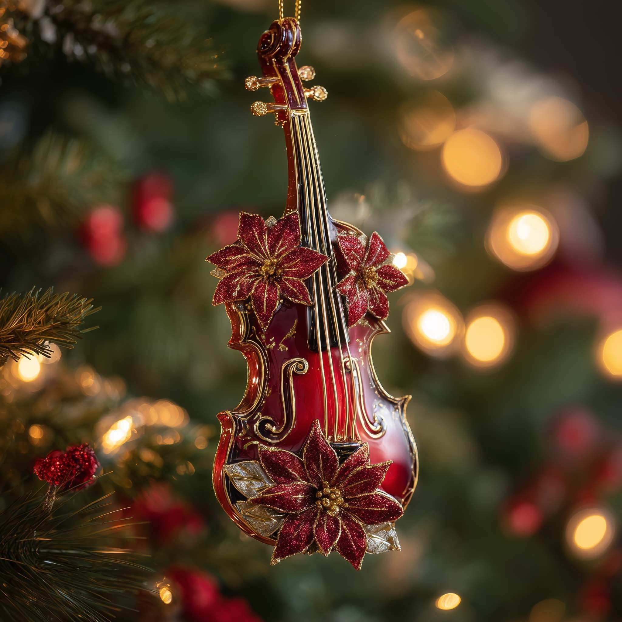Poinsettia Charm Christmas Ornament