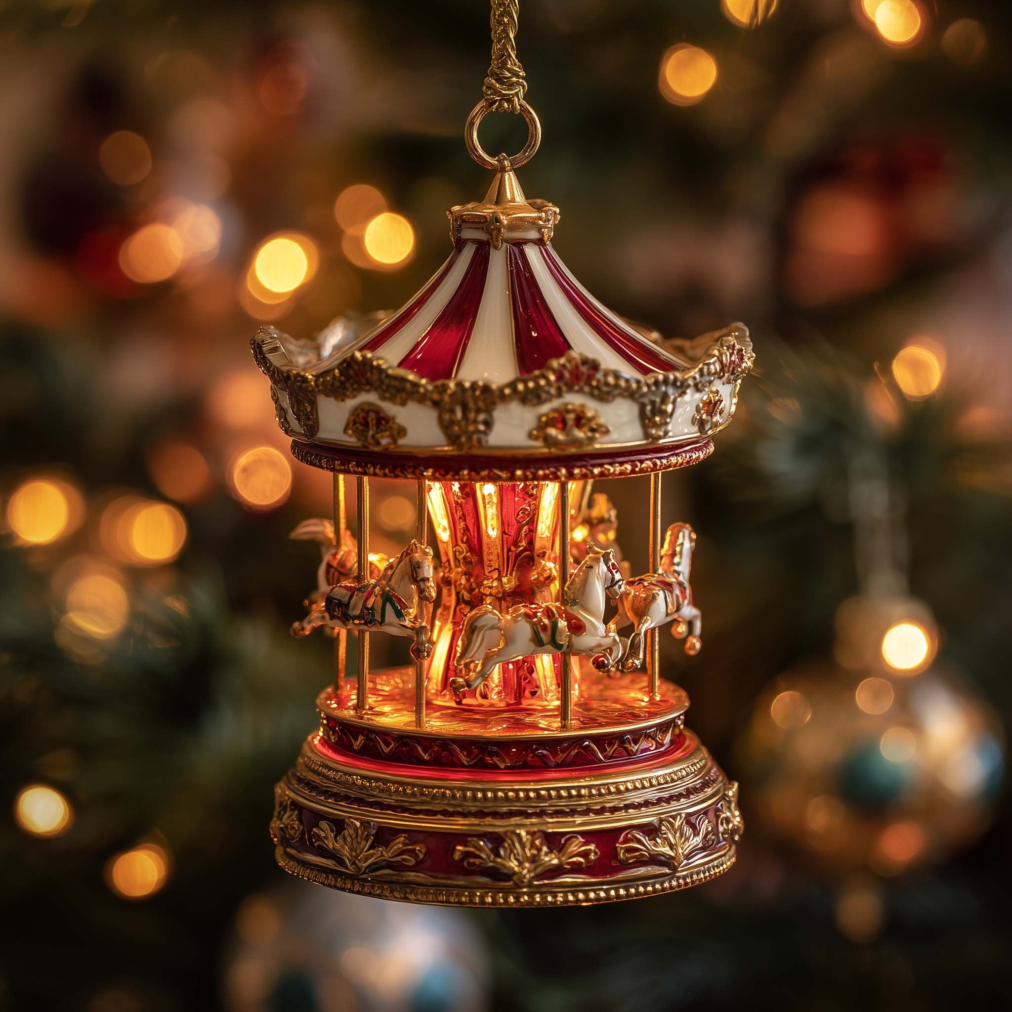 Merry Carousel Lights Christmas Ornament