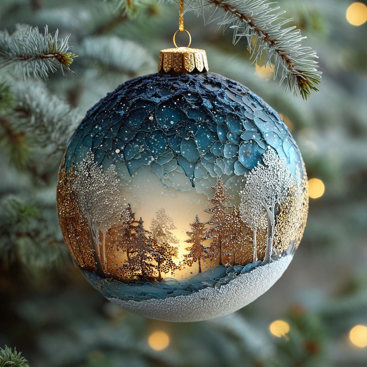 Frozen Twilight Forest Christmas Ornament