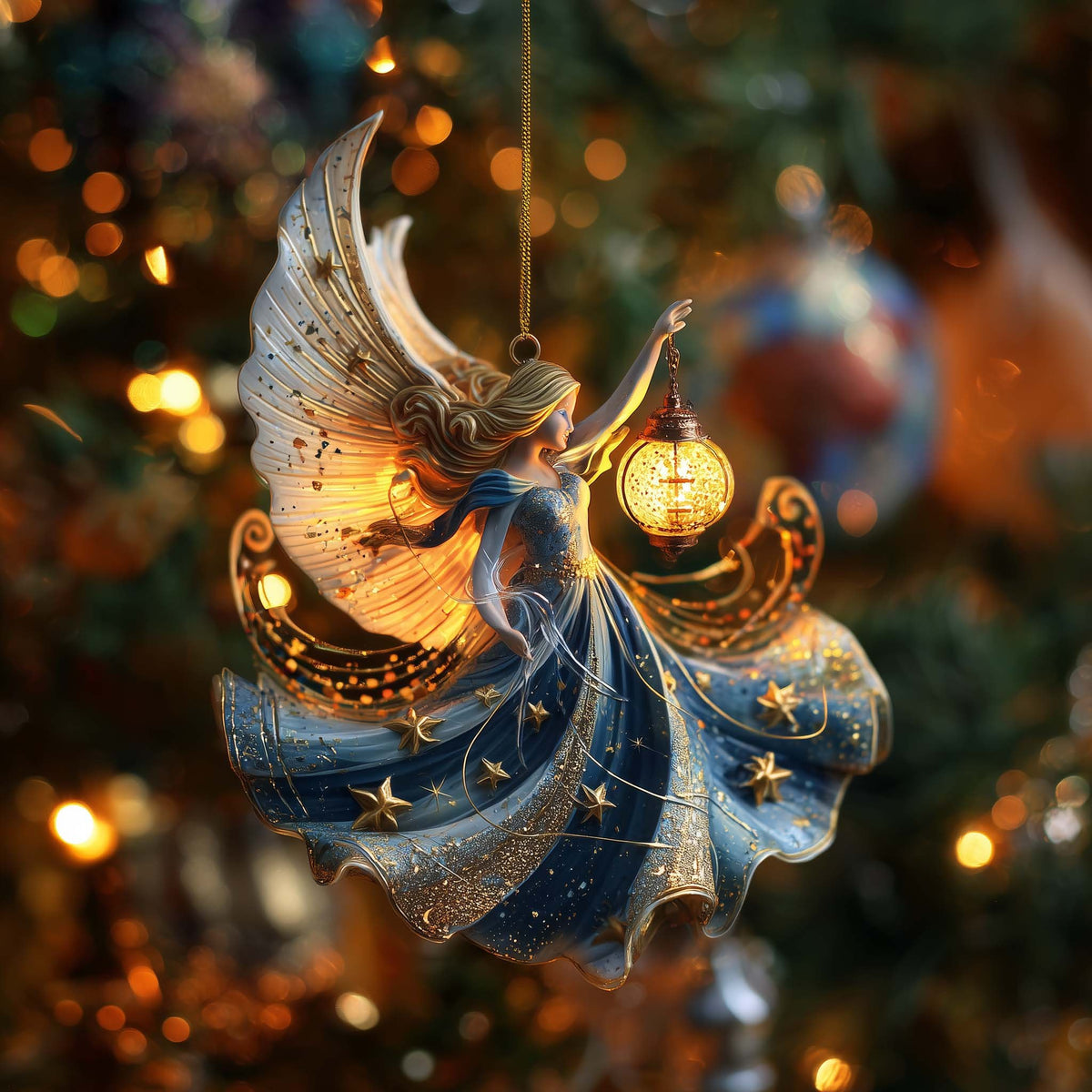 Celestial Lantern Angel Christmas Ornament