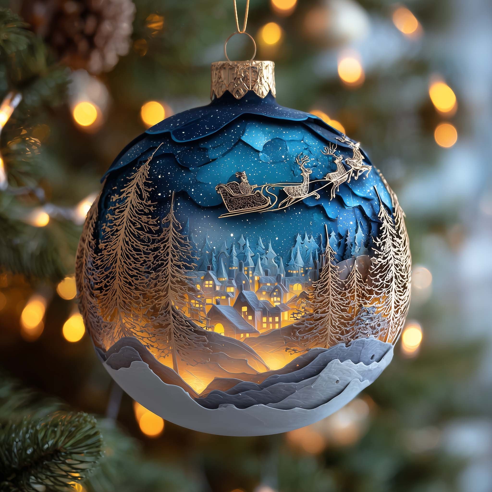 Santa Midnight Journey Christmas Ornament