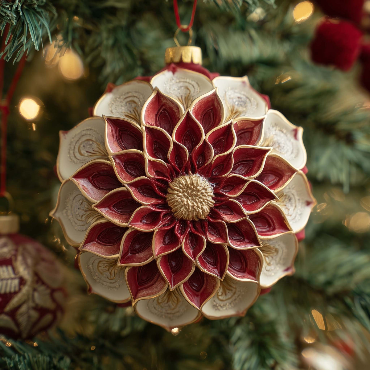 Royal Poinsettia Bloom Christmas Ornament