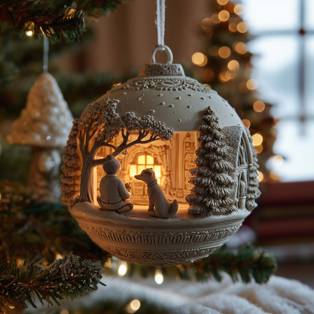 Cozy Companions Fireside Globe Christmas Ornament