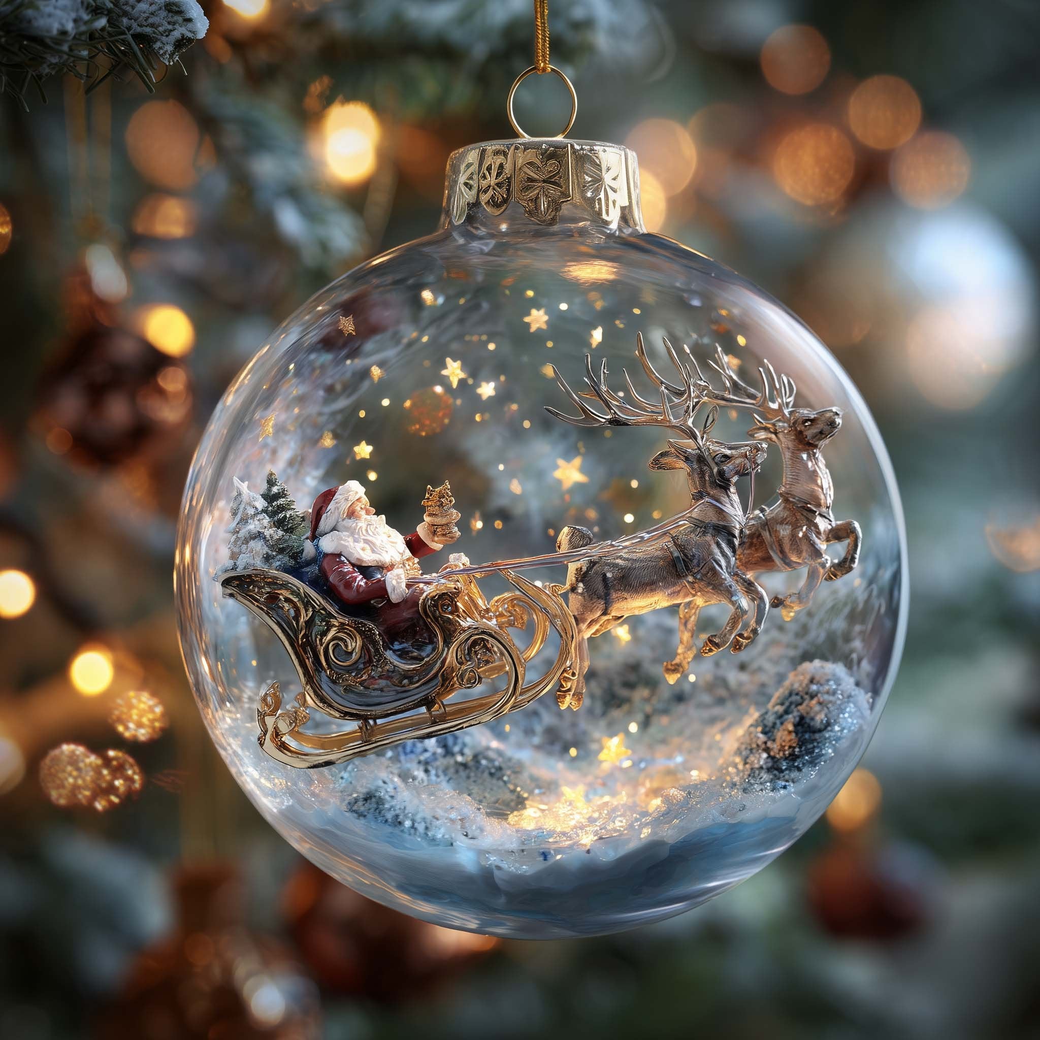 Santa Midnight Flight Christmas Ornament