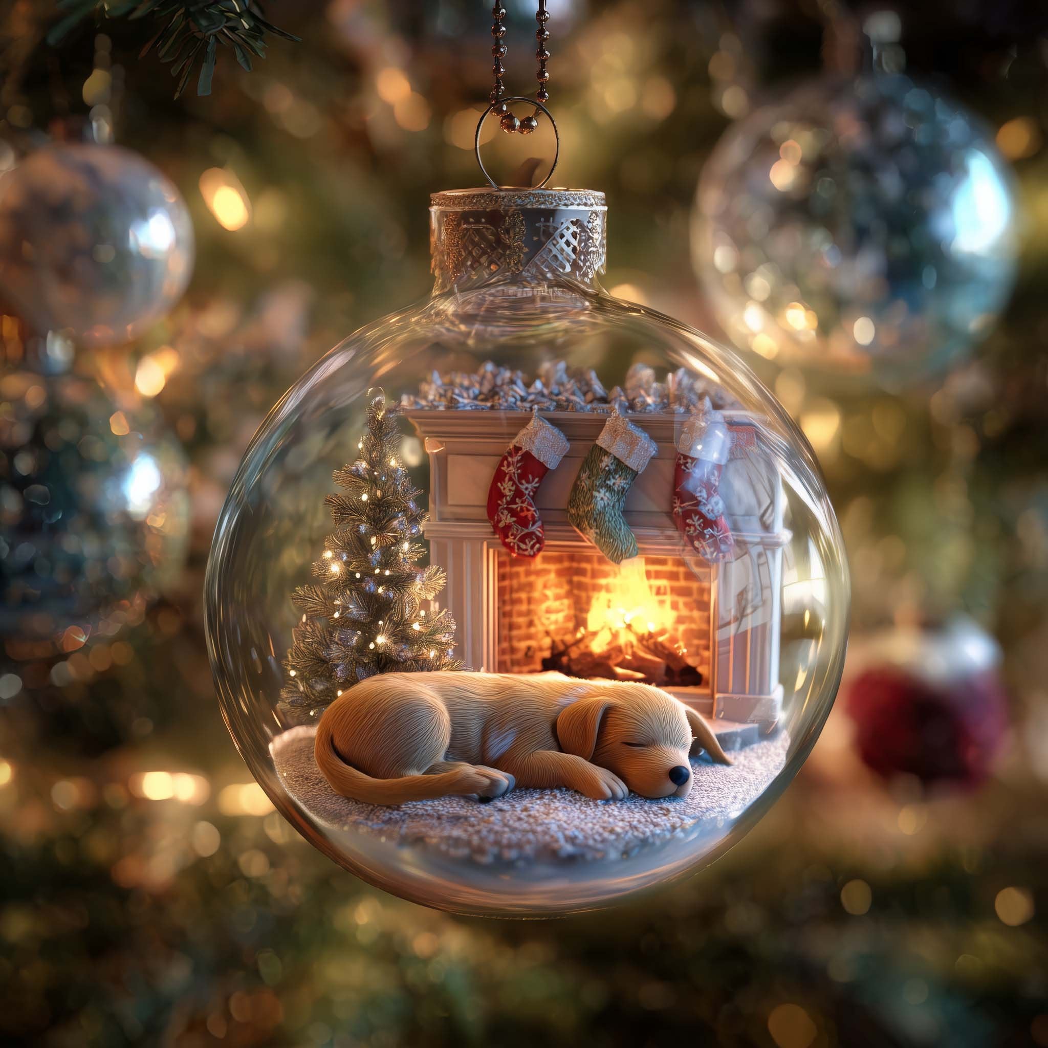 Golden Retriever Hearth Nap Christmas Ornament