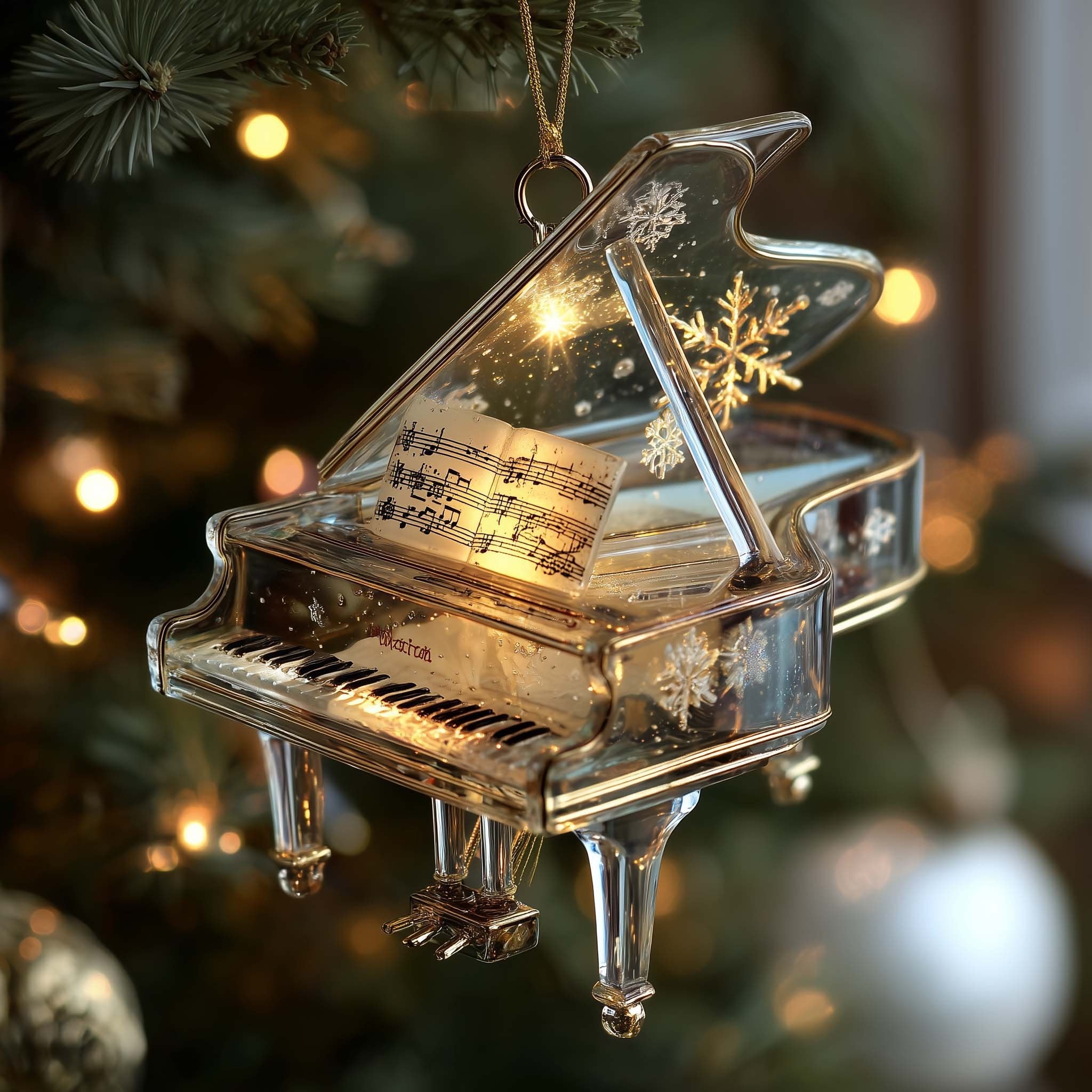 Crystal Grand Piano Christmas Ornament