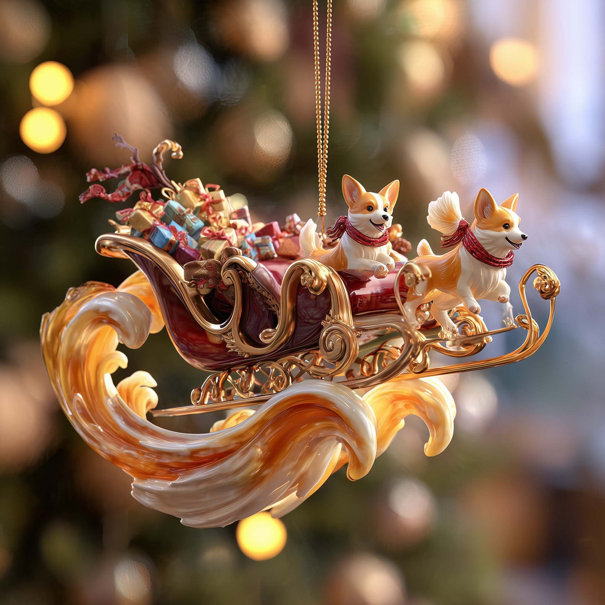 Corgi Sleigh Express Christmas Ornament