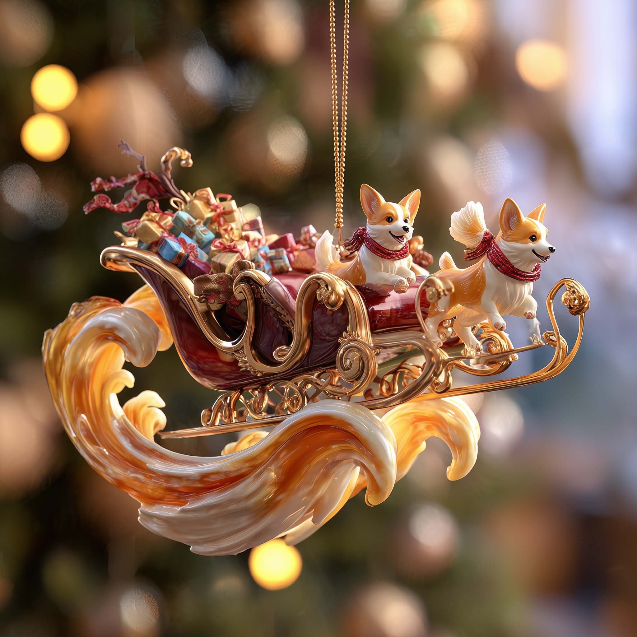 Corgi Sleigh Express Christmas Ornament