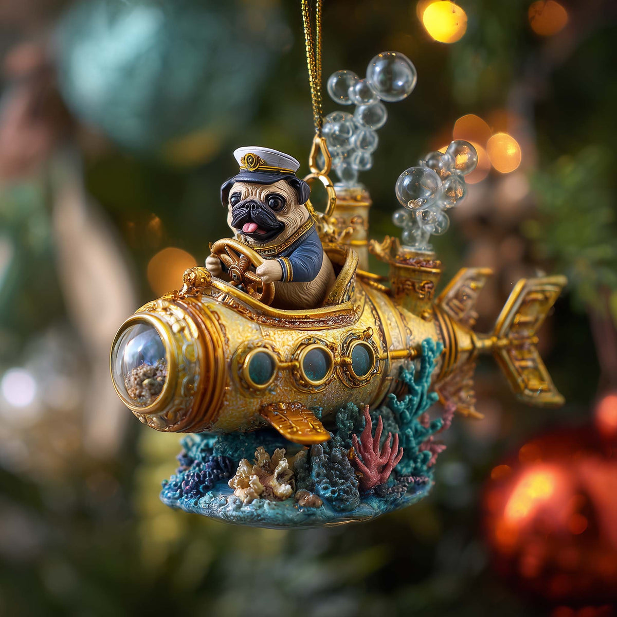 Captain Pug Christmas Ornament