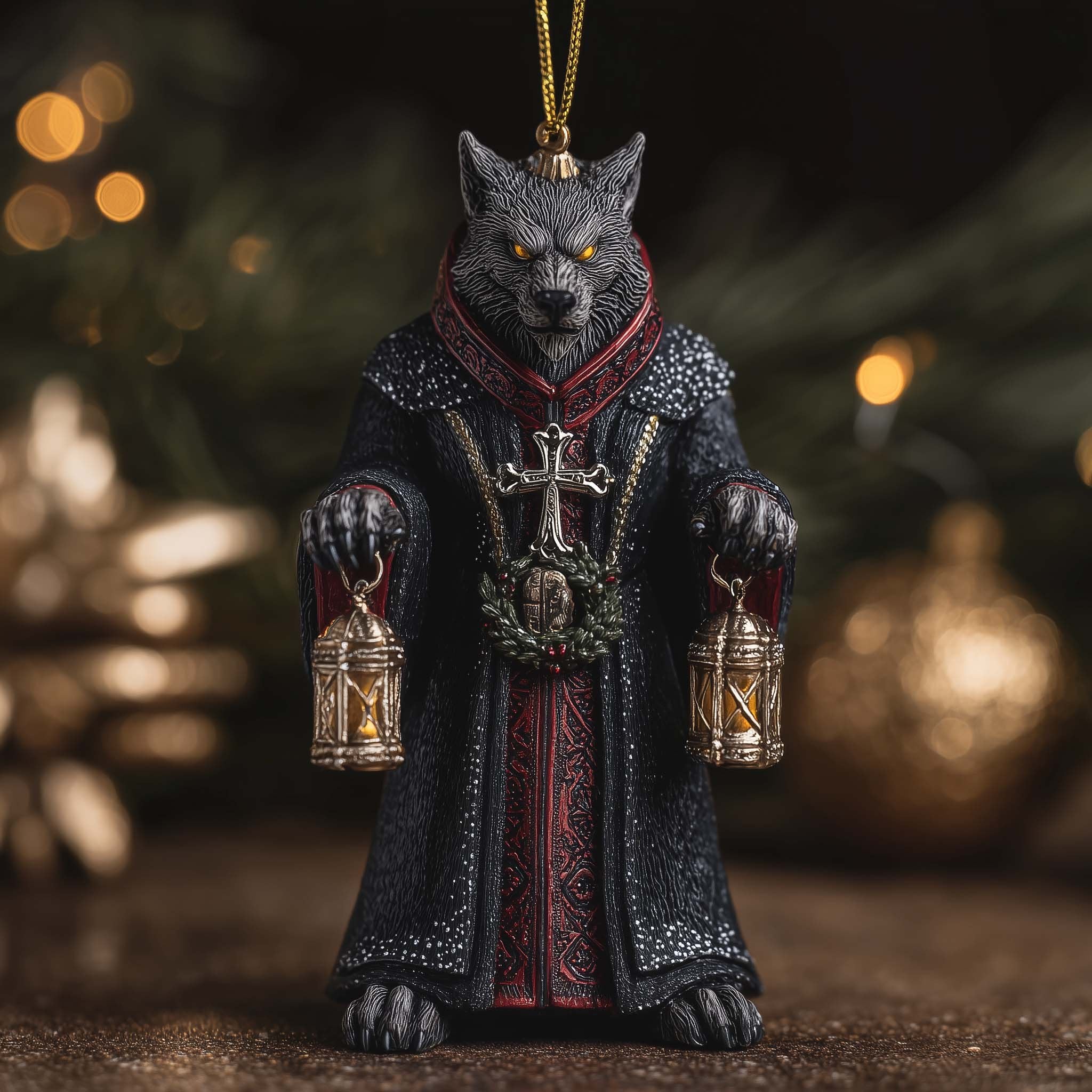 Gothic Werewolf Priest Christmas Ornament