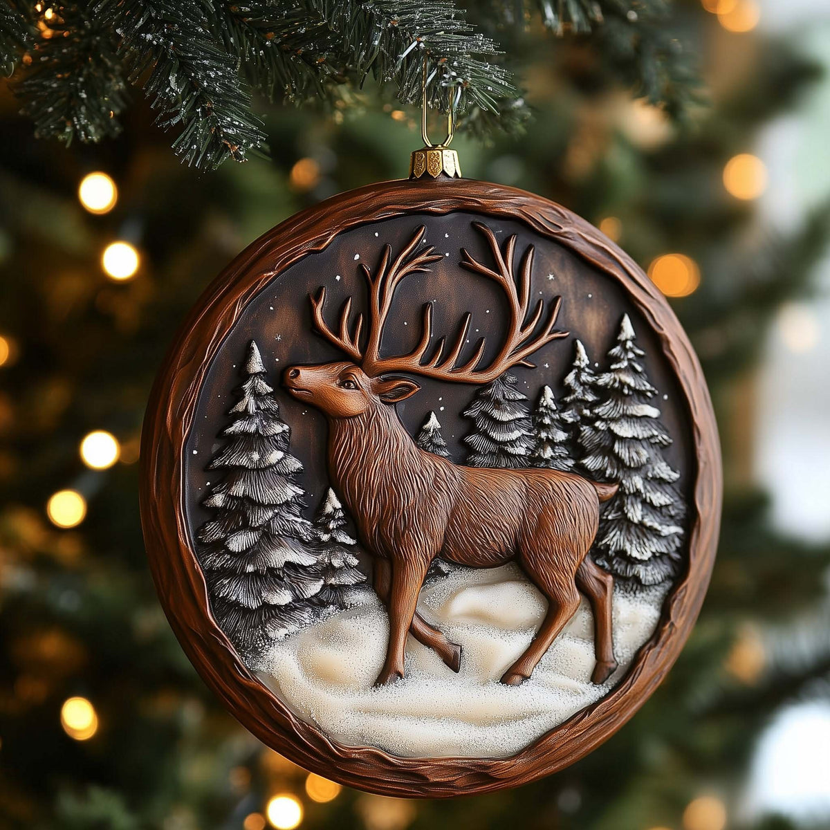 Winter Stag Christmas Ornament