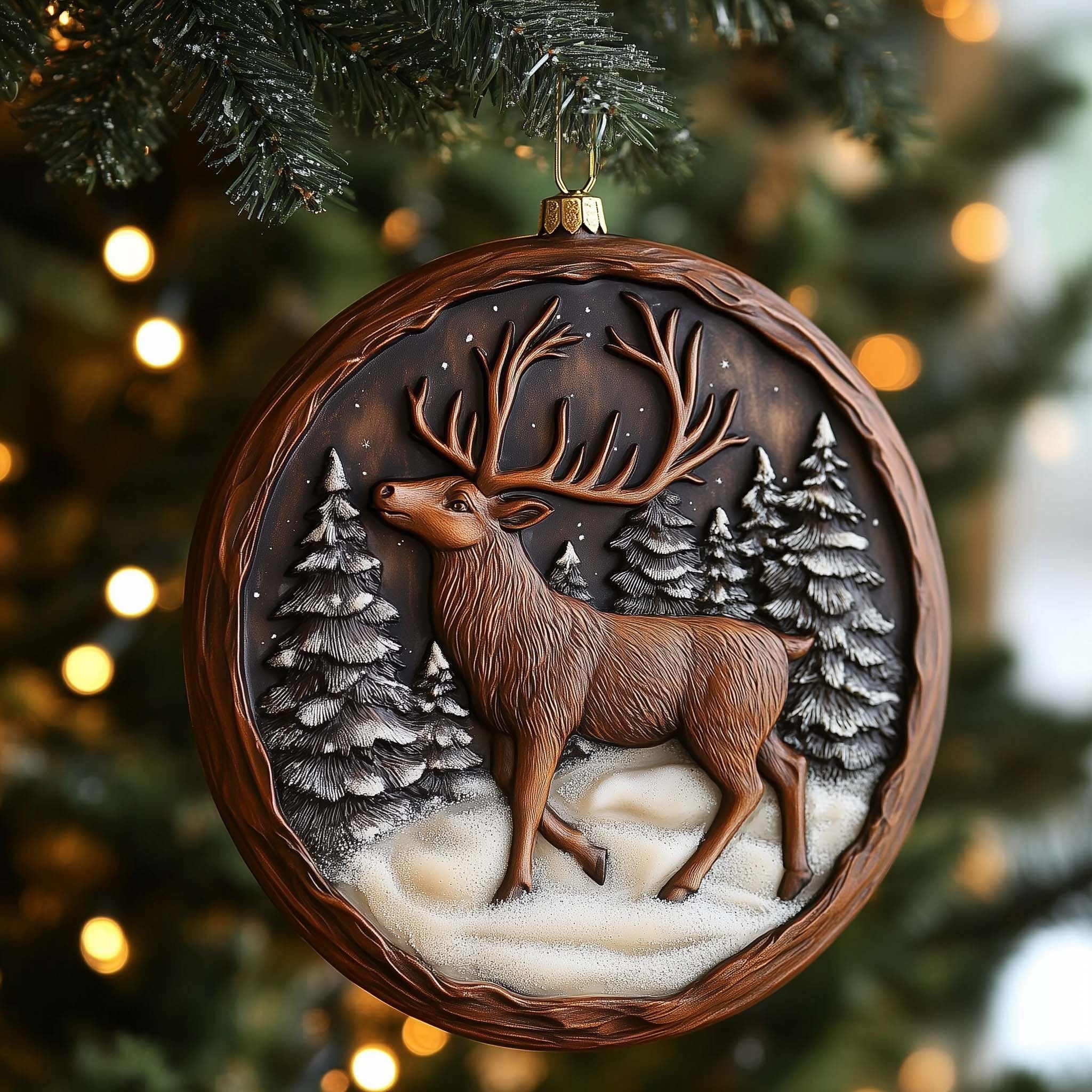 Winter Stag Christmas Ornament