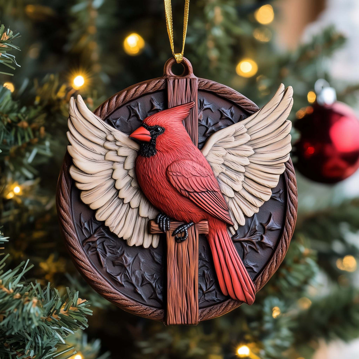Angel Cardinal Christmas Ornament