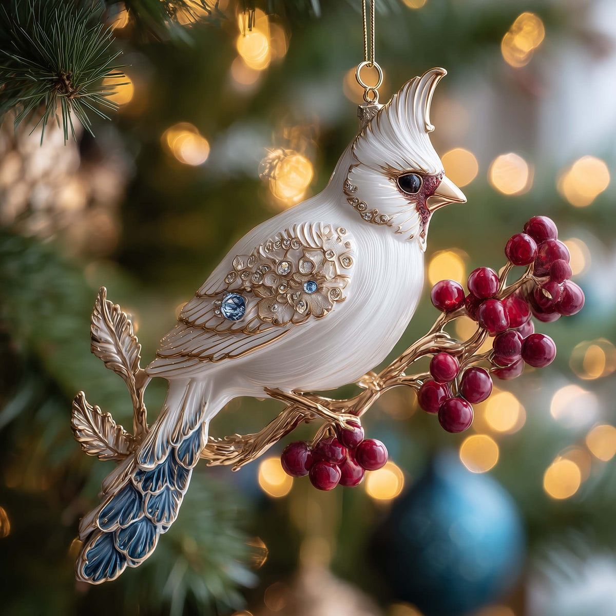 Jeweled Jay Christmas Ornament