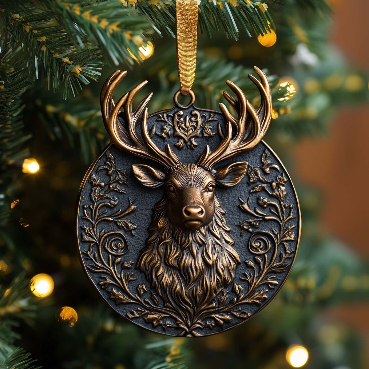 Bronze Stag Christmas Ornament