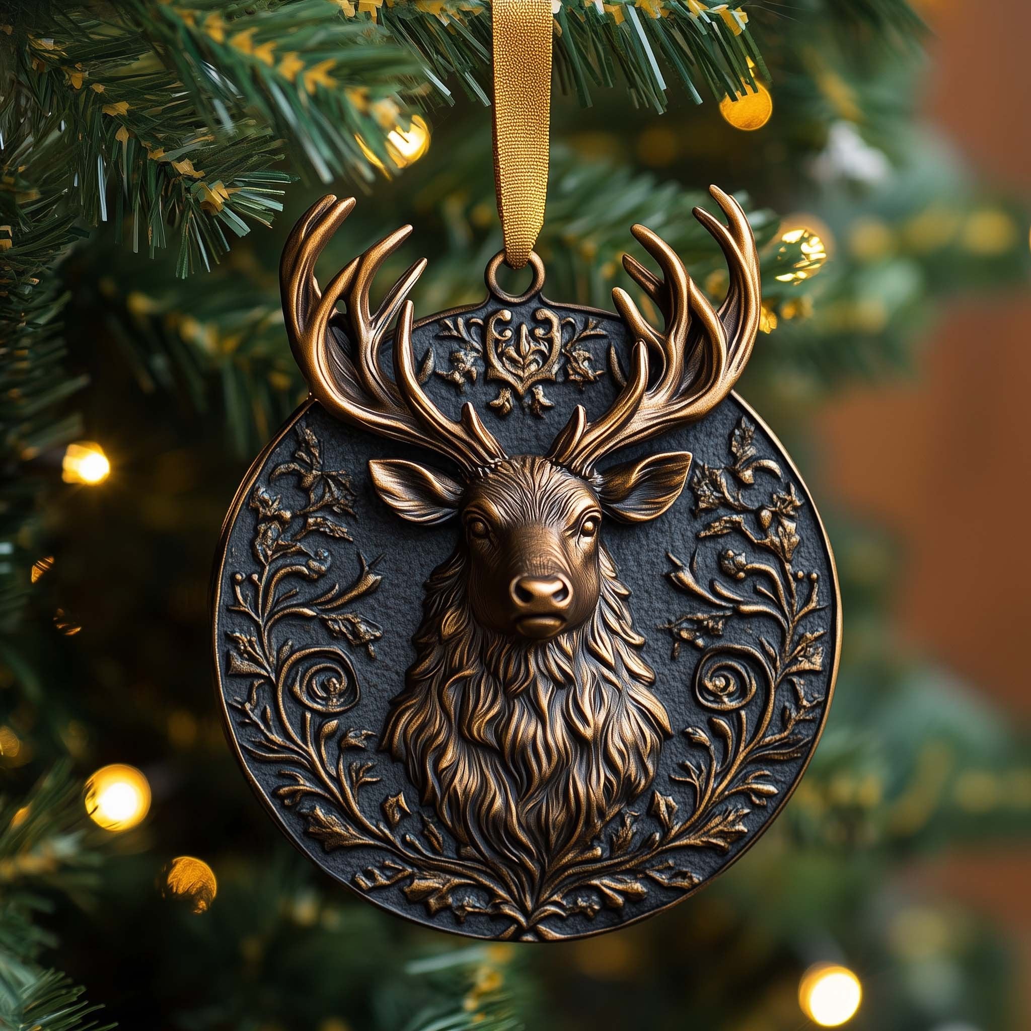 Bronze Stag Christmas Ornament