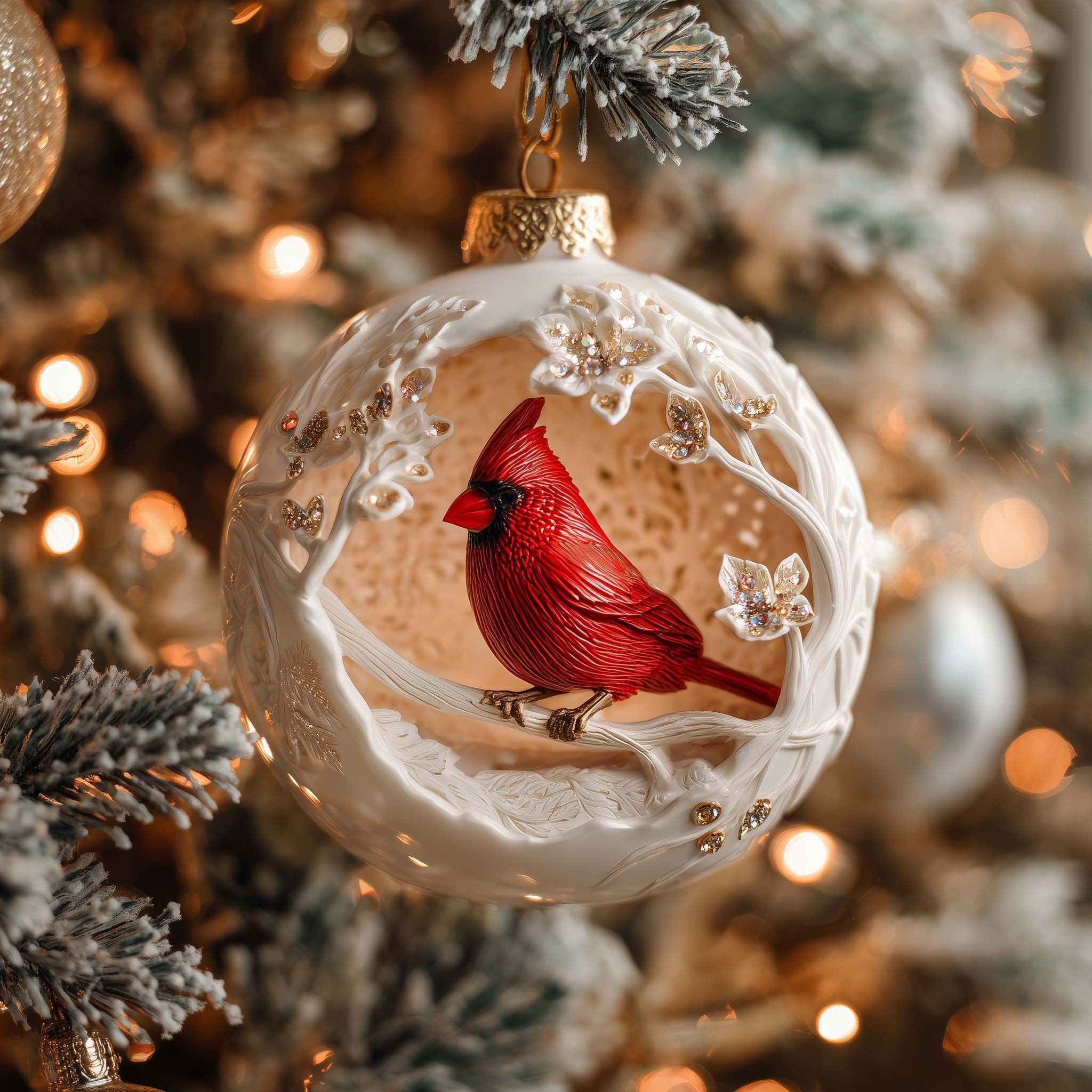 Lace Cardinal Christmas Ornament