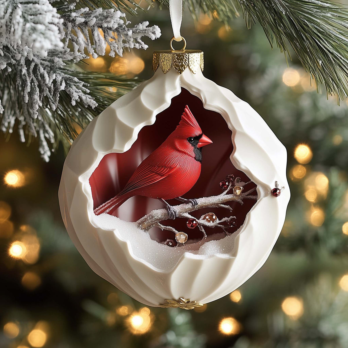 Diorama Cardinal Christmas Ornament