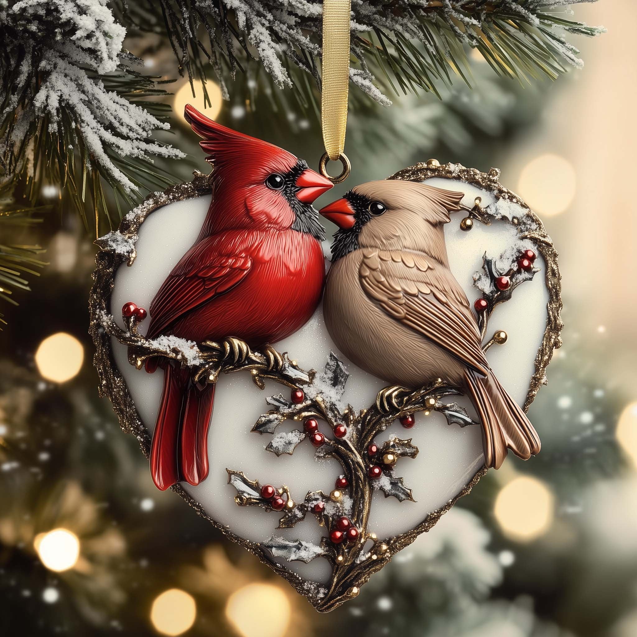Heart Pair Christmas Ornament