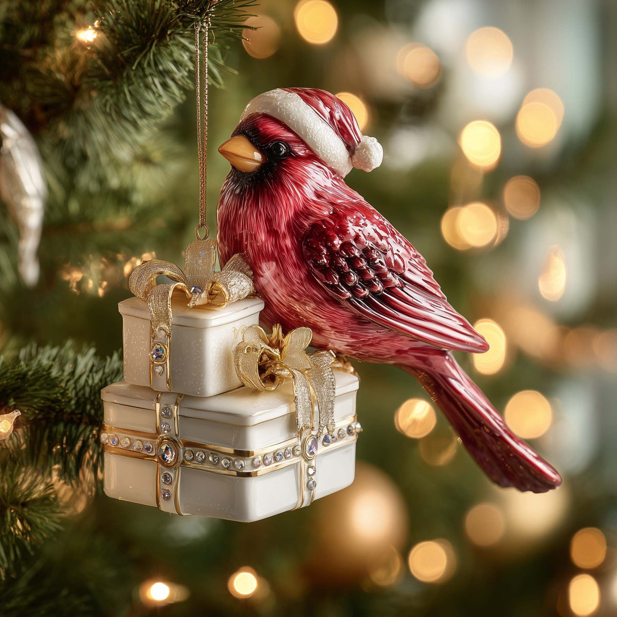 Santa Cardinal Christmas Ornament
