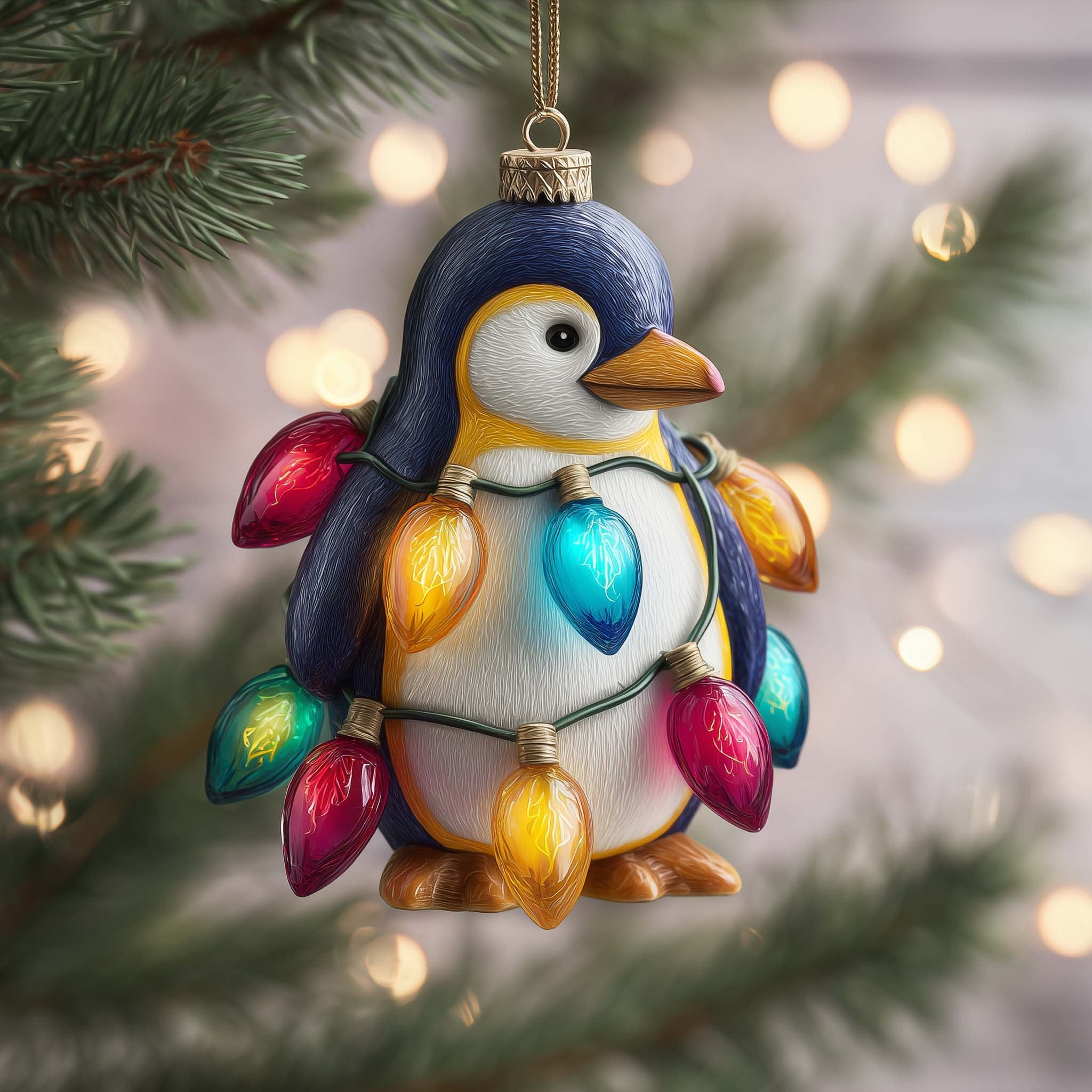 Penguin Lights Christmas Ornament