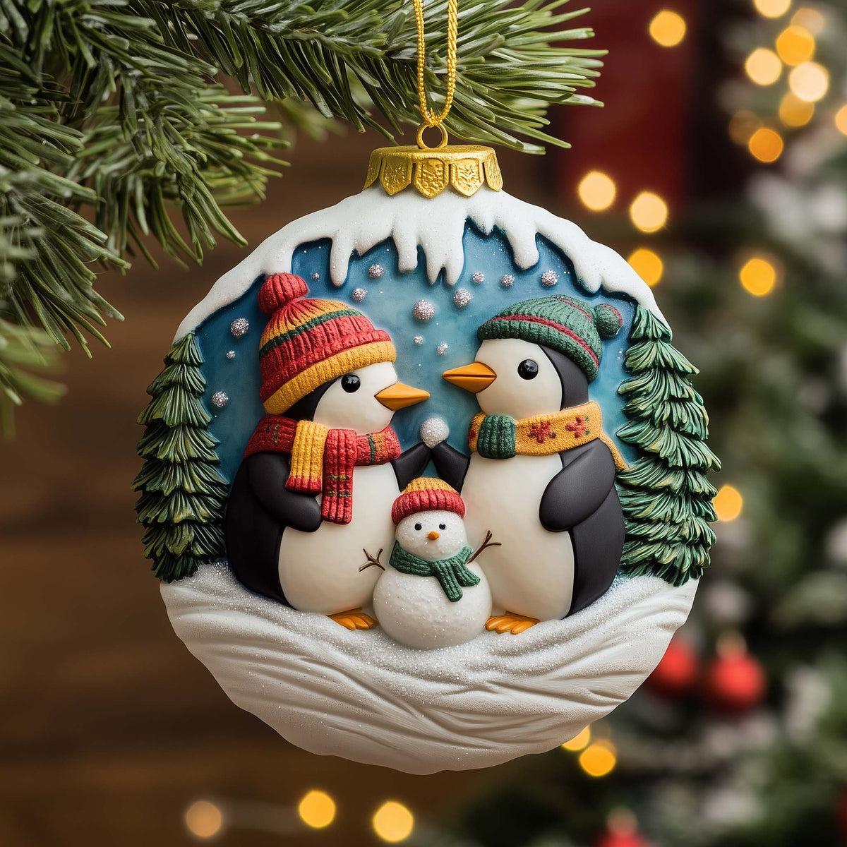 Penguin Family Christmas Ornament