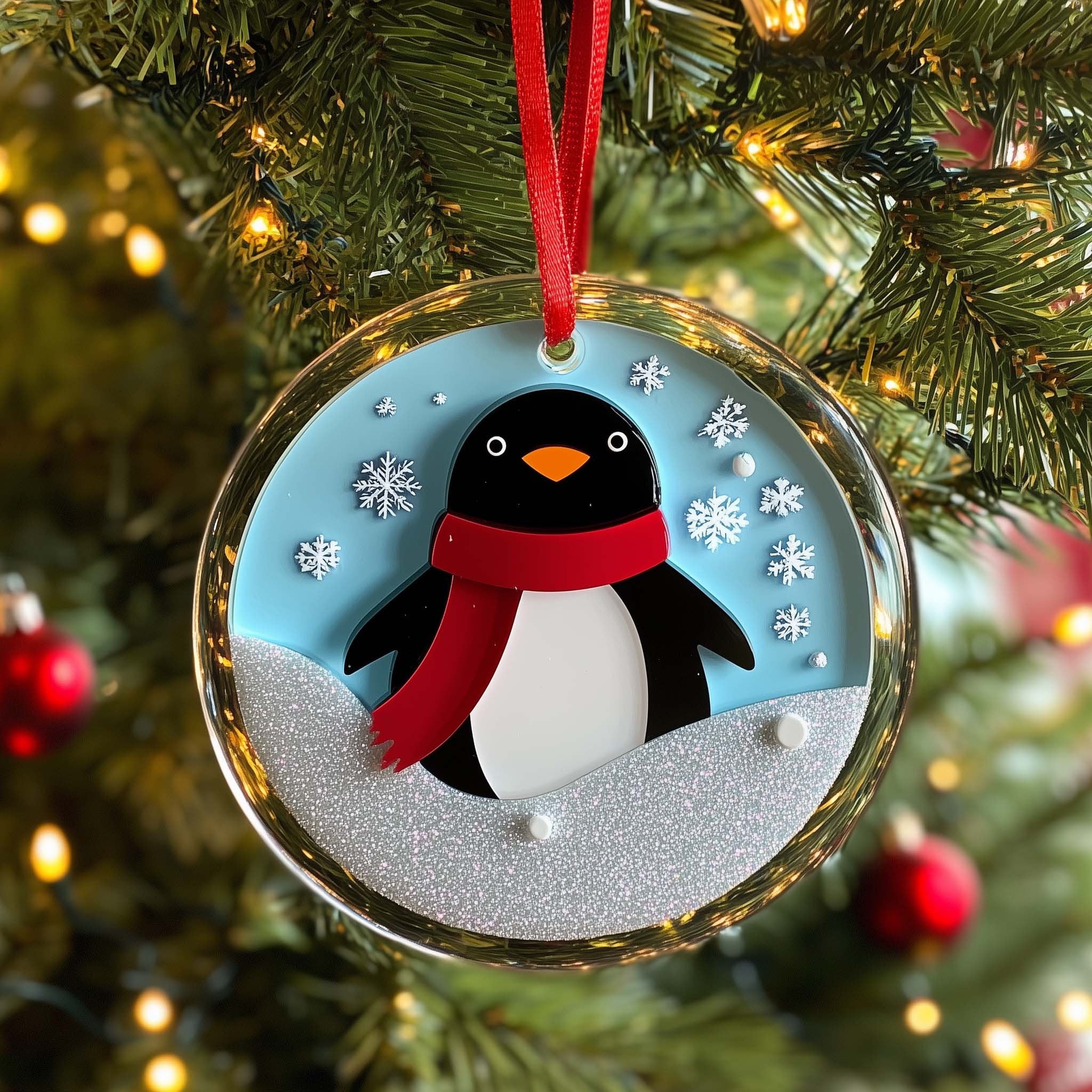 Snowy Penguin Christmas Ornament