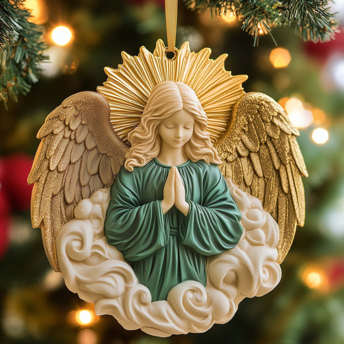 Gilded Wing Praying Angel Christmas Ornament