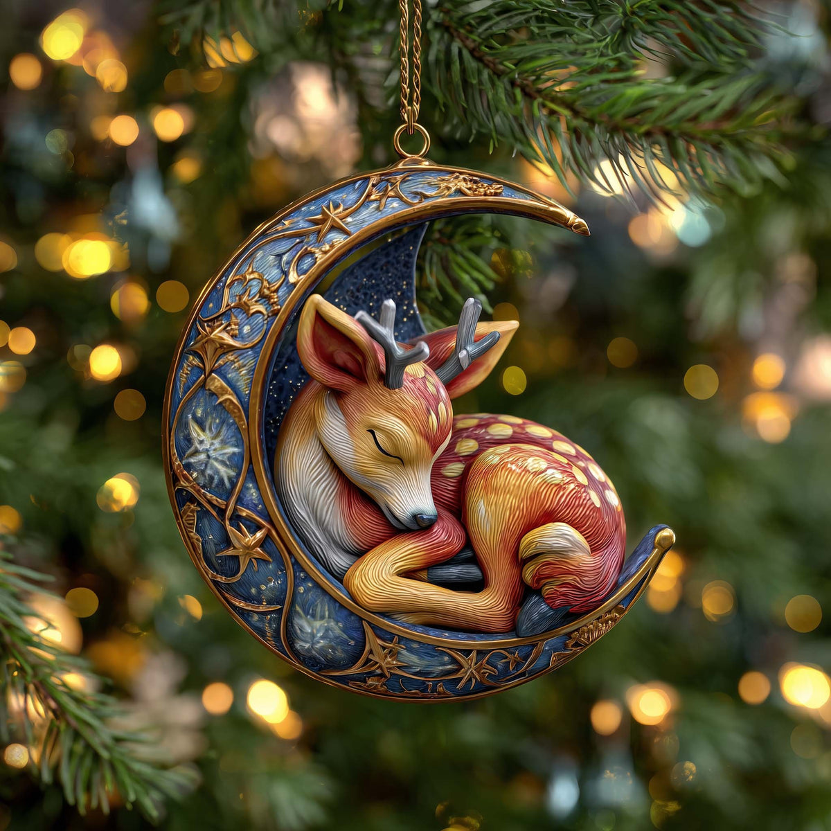 Moon Fawn Christmas Ornament