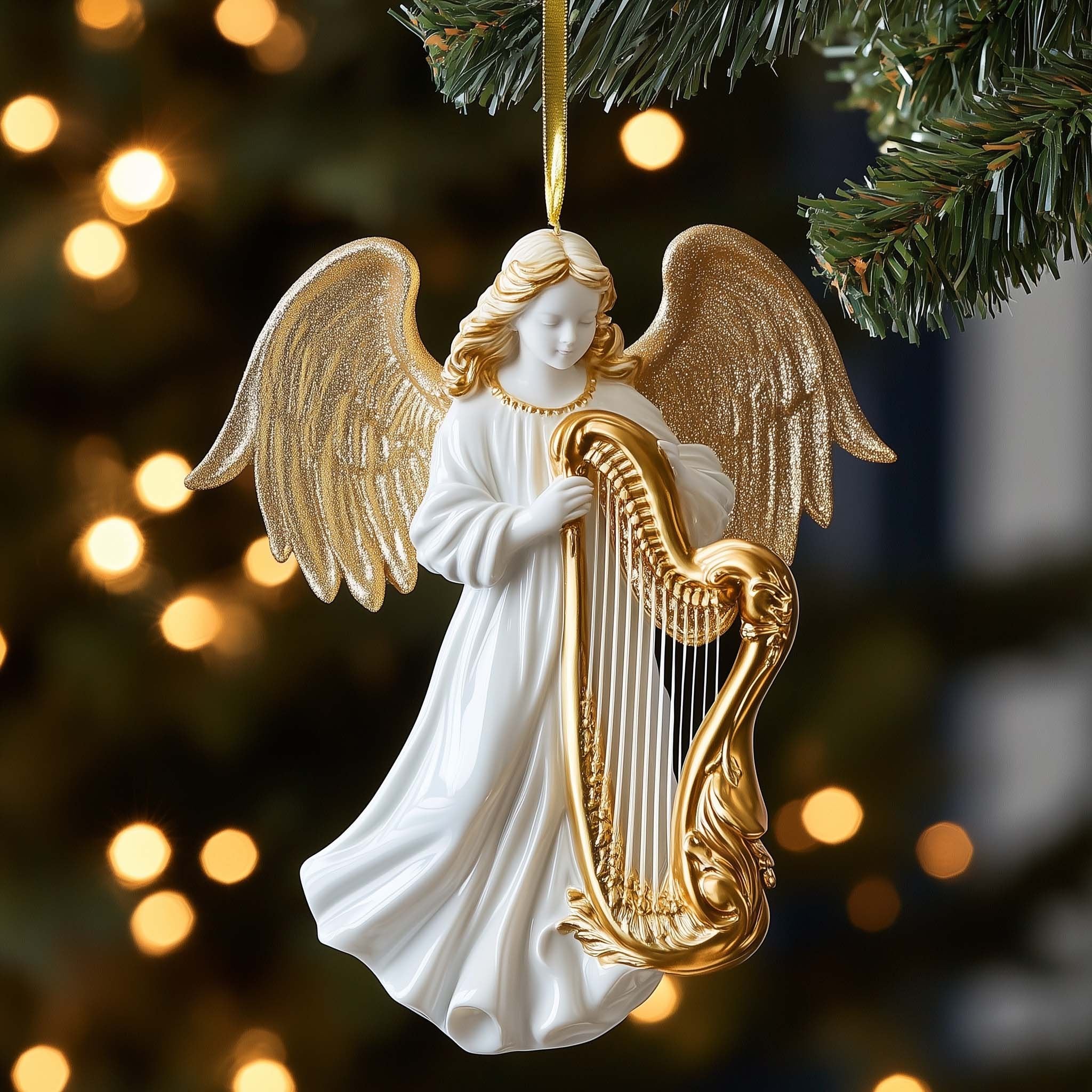 Golden Harpist Christmas Ornament
