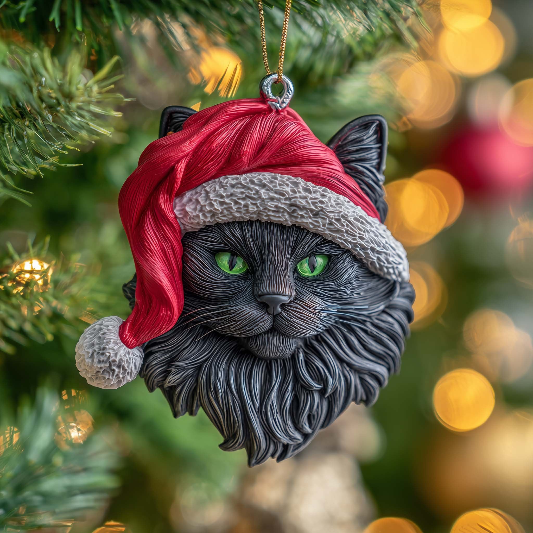 Santa Cat Christmas Ornament