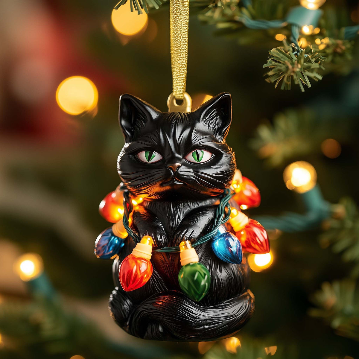 Tangled Cat Christmas Ornament