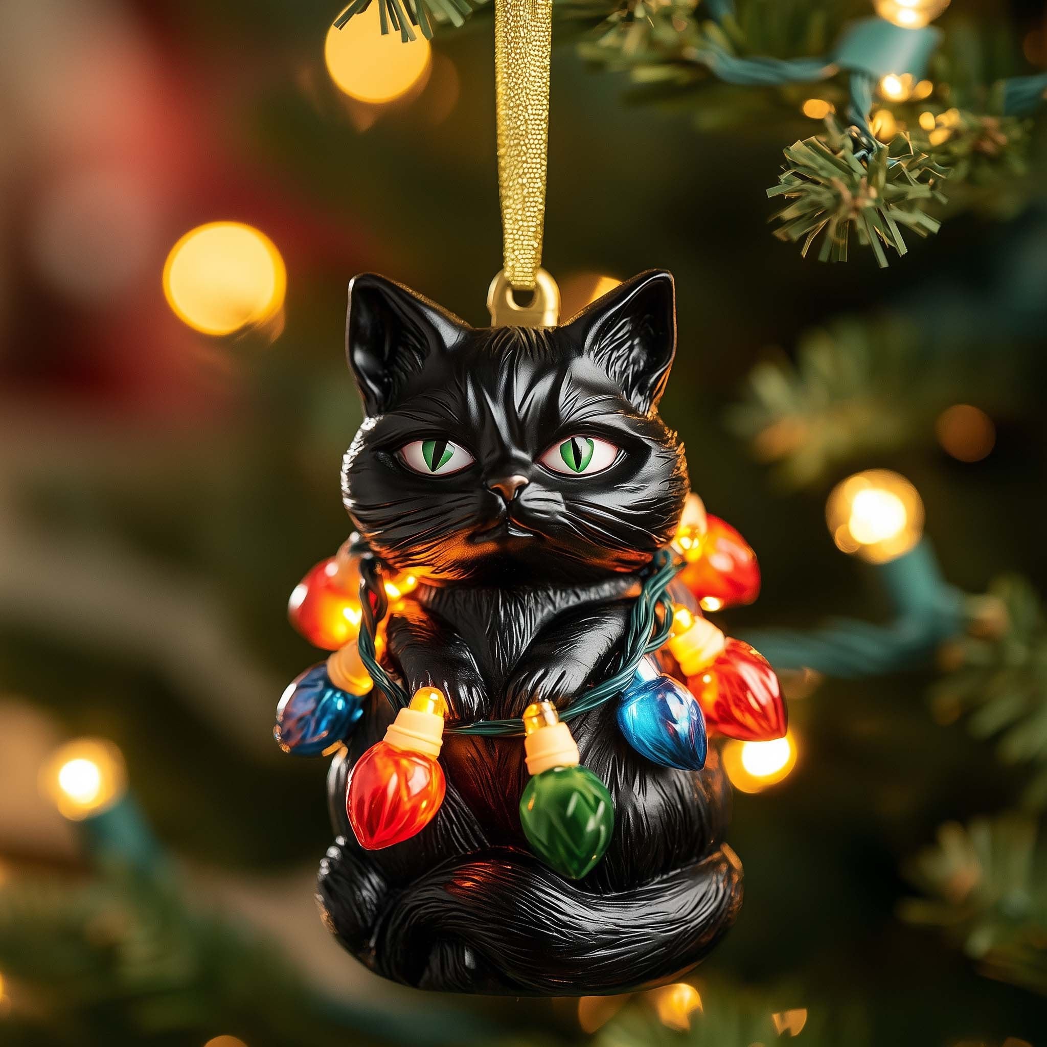 Tangled Cat Christmas Ornament