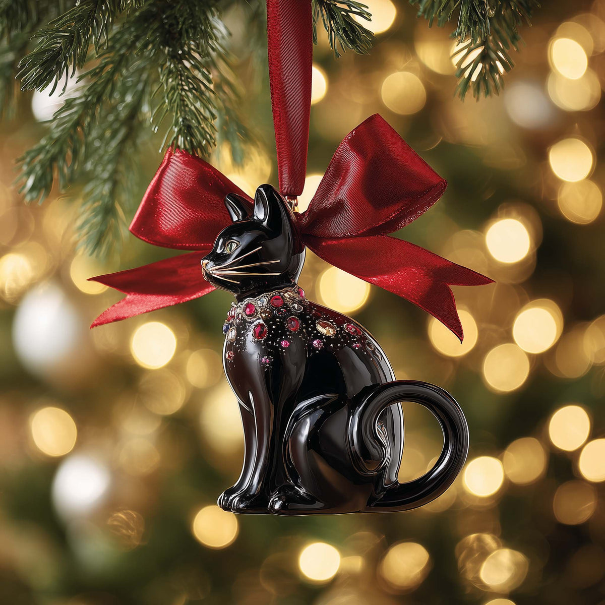 Gemstone Cat Christmas Ornament