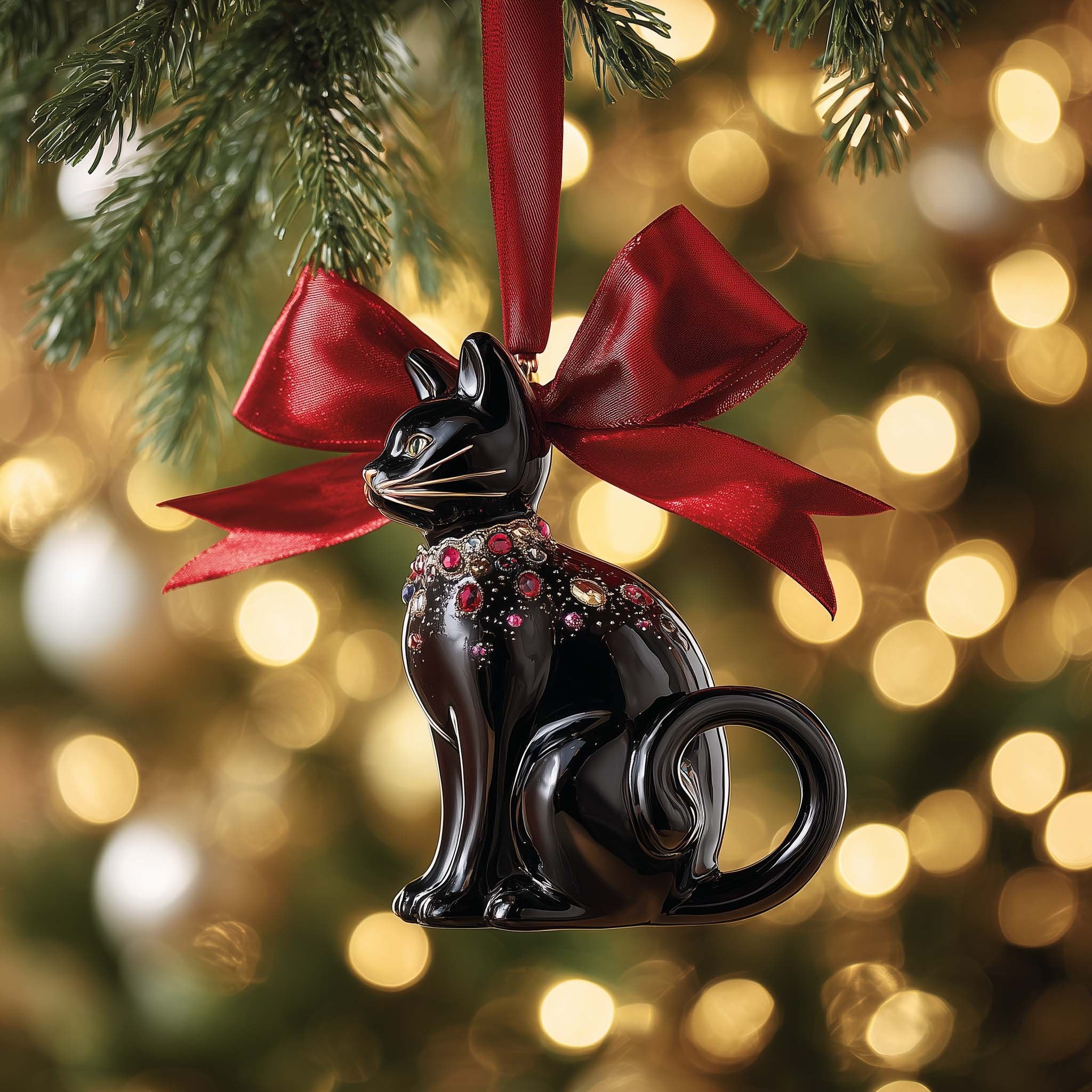 Gemstone Cat Christmas Ornament