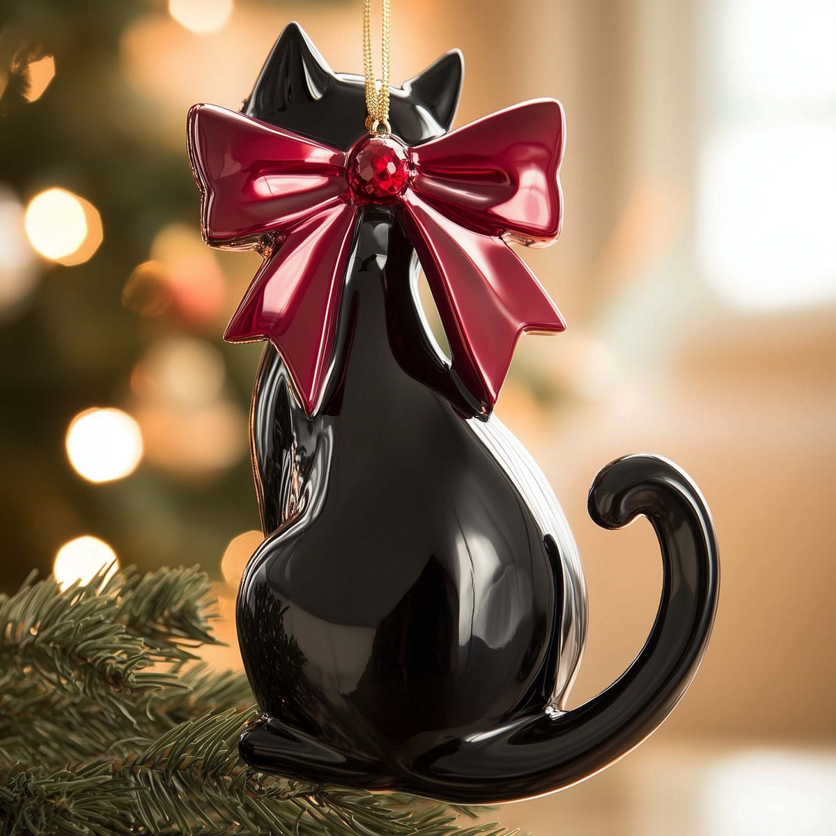 Ribbon Cat Christmas Ornament