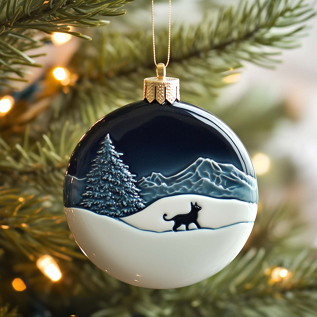 Winter Cat Christmas Ornament