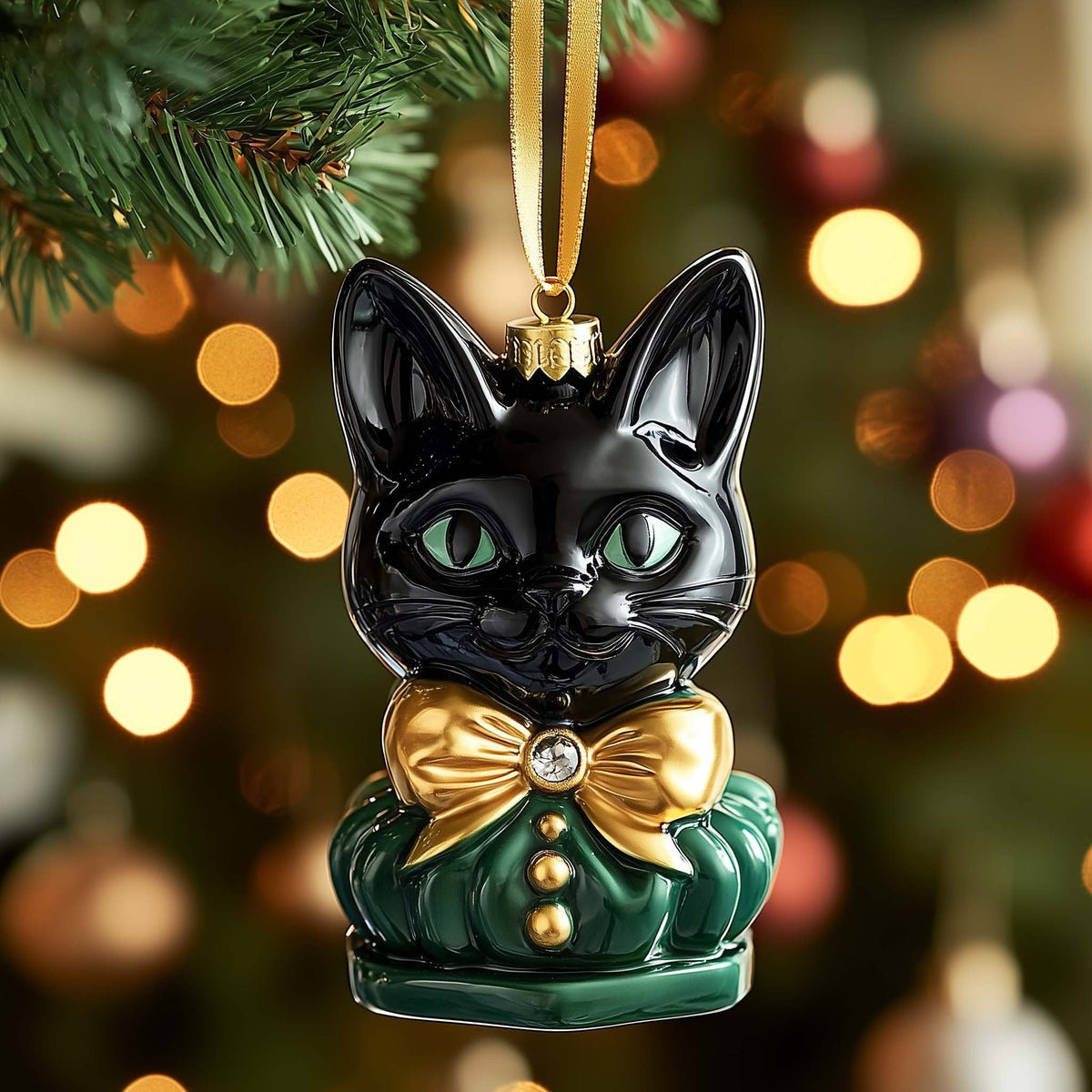 Gold Bowtie Christmas Ornament