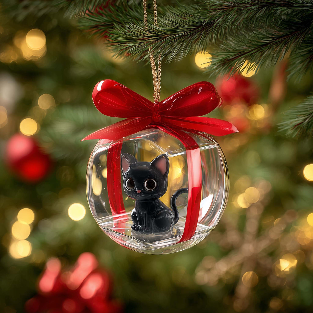 Gift Kitten Christmas Ornament